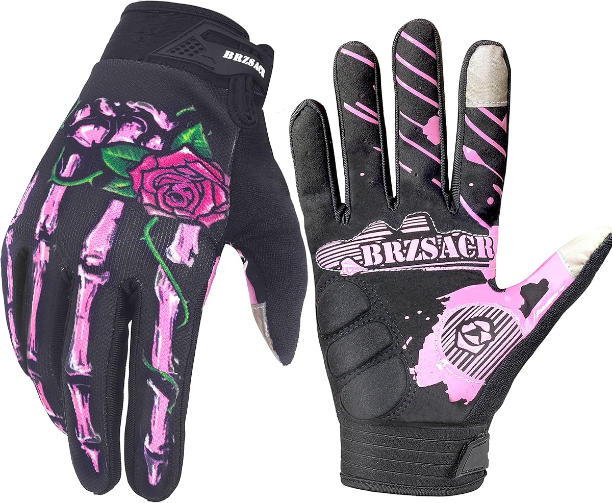Guantes de ciclismo esqueleto Guantes de motocicleta Vehículo todoterreno MTB, Guantes de bicicleta Diseño de pantalla táctil antideslizante con absorción de impactos, para diversos deportes al aire libre.