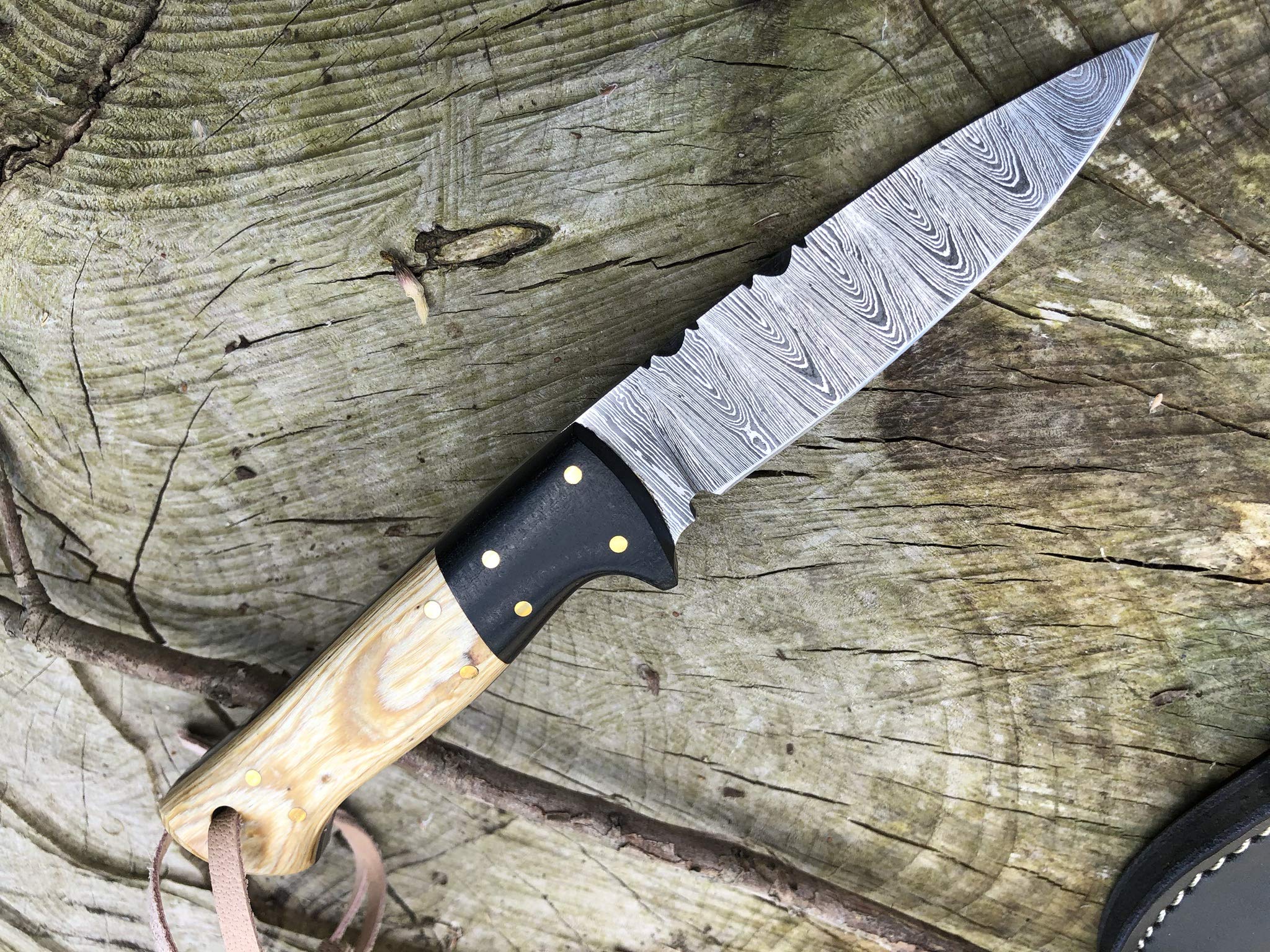 Perkin Coltello da Caccia Damasco con Fodero Sharp SK1200