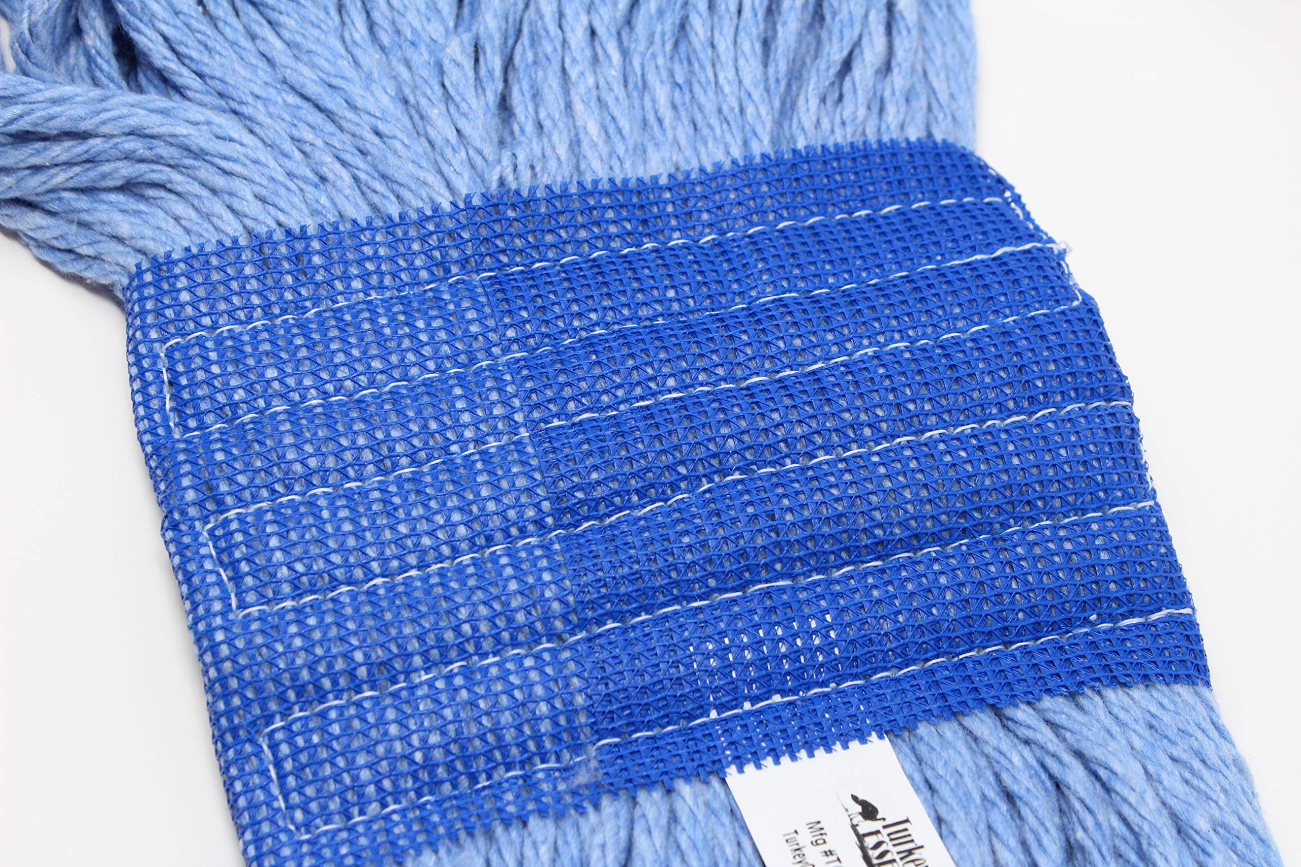 Turkey Creek Essentials Cabezales de fregona de grado comercial fabricados en Estados Unidos, cabeza de fregona grande de 4 capas de hilo sintético azul de repuesto industrial y recambios de mopa de