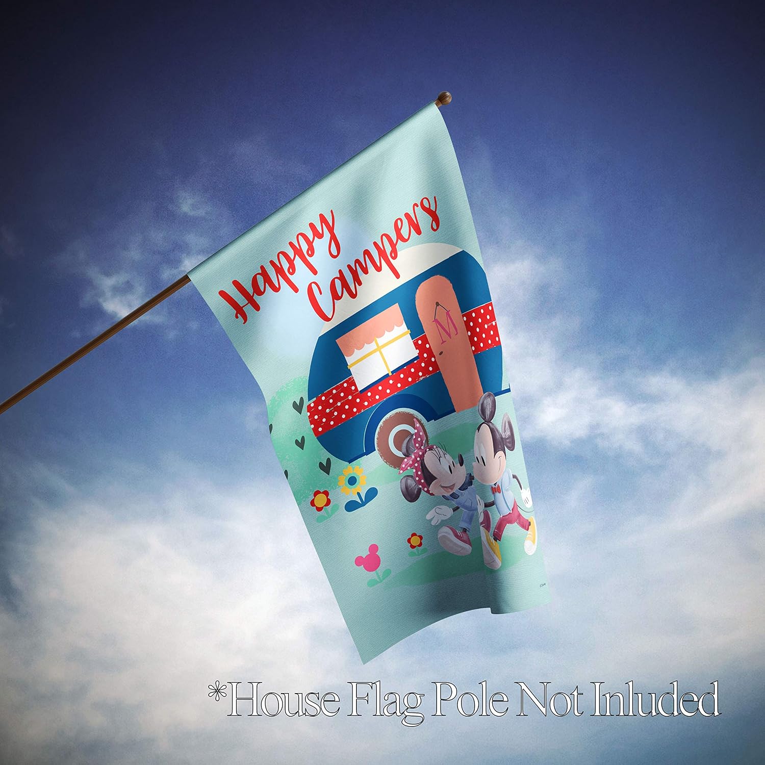 Flagology.com, Disney, Mickey Mouse & Minnie Mouse, Happy Campers Mickey & Minnie, Outdoor, House Flag 28"x40", Exclusive Premium Fabric, Officially Licensed Disney