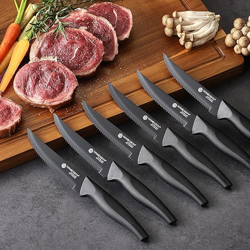 Miniatura 7 de Wanbasion Juego de 15 cuchillos de cocina con afilador, juego de cuchillos de cocina afilados con bloque, juego de cuchillos de acero inoxidable con