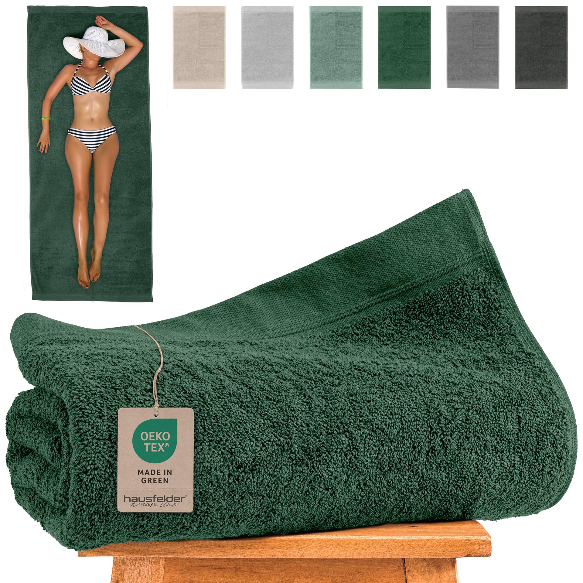 Serviette De Sauna XXL 80x200 Cm - 100% Coton, 500g/m², Certifiée Oeko-Tex - Avec Sangle D'accrochage