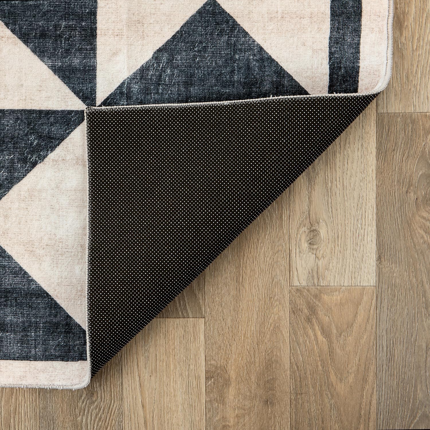 Rugshop Geometric Diamond Washable Non Slip Runner Rug 2' x 8' Cream