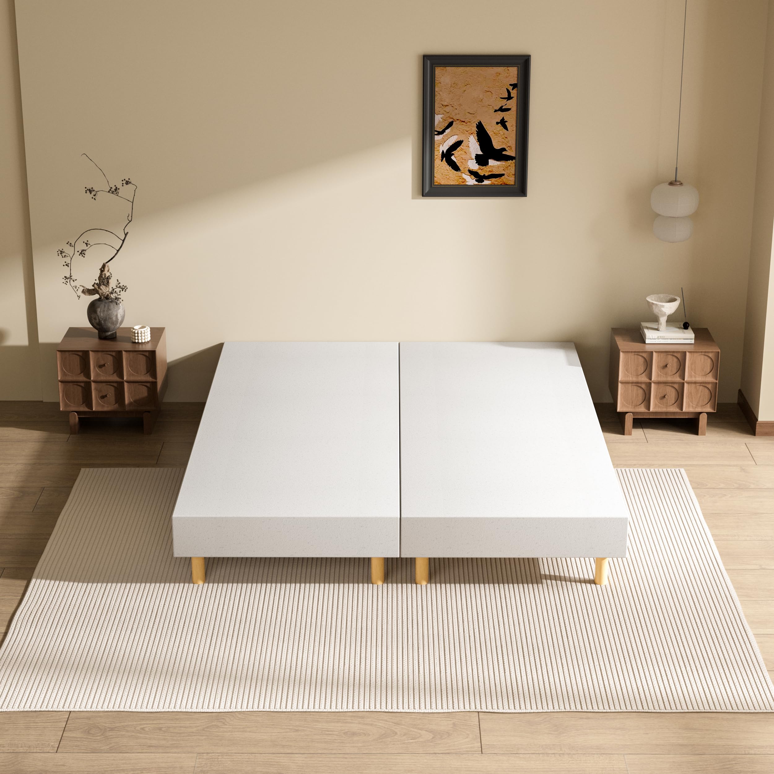 DEWINNER Sommier Tapissier 80x200x2| Lit Double Robuste 160x200| Sommier 160x200| 12 Pieds| Surmatelas en Mousse Haute Densité| Hauteur avec Pieds 29 cm, 160 x 200