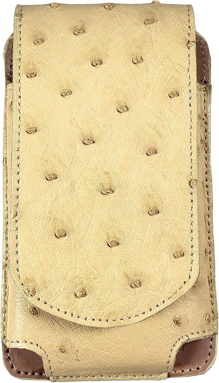 Exotic Genuine Ostrich Leather Cellphone Belt Case Multiple Colors (Bone)