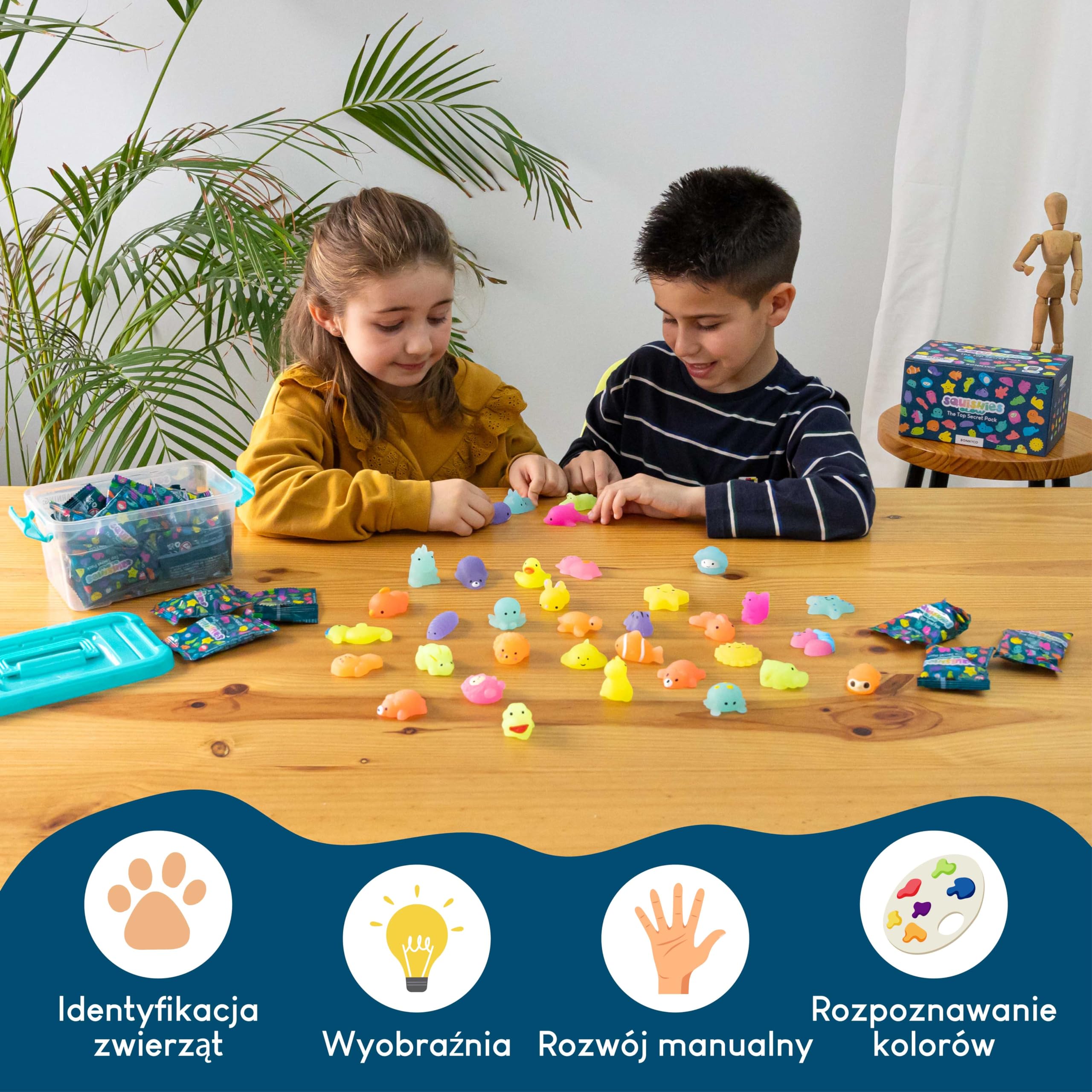BONNYCO Zabawki Mochi Squishy do Toreb na Prezenty Pakiet 40. Upominki na Przyjęcia Świecą w Ciemności, Wypełniacze Torebek dla Dzieci Unisex. Zabawki Squishy Fidget, Wypełniacz Piniaty Kawaii