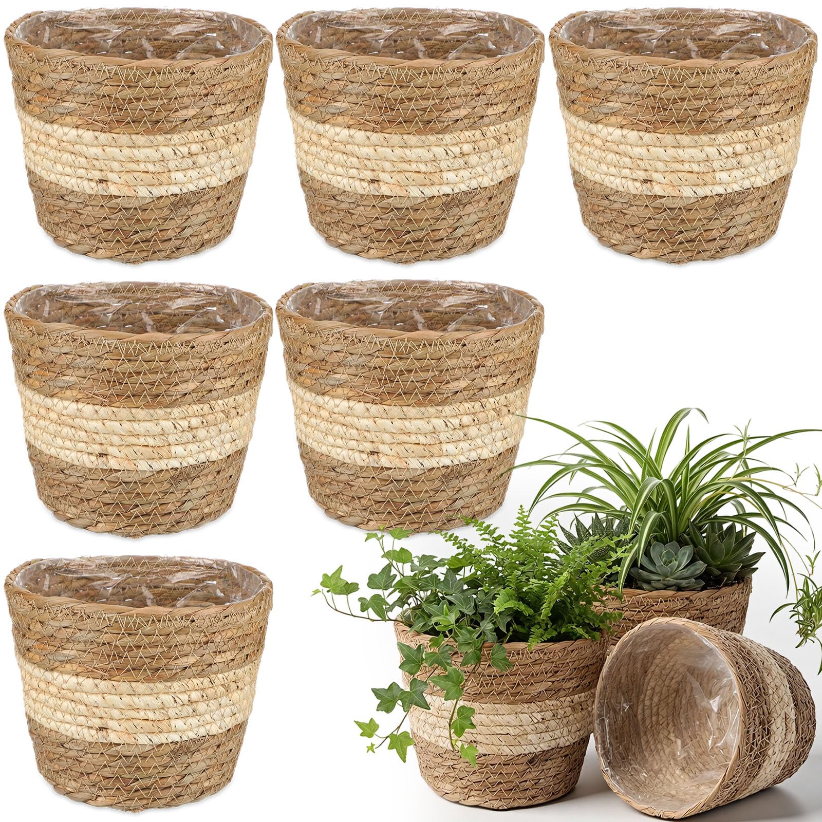 AceOrbit 6-Pack Woven Plant Baskets