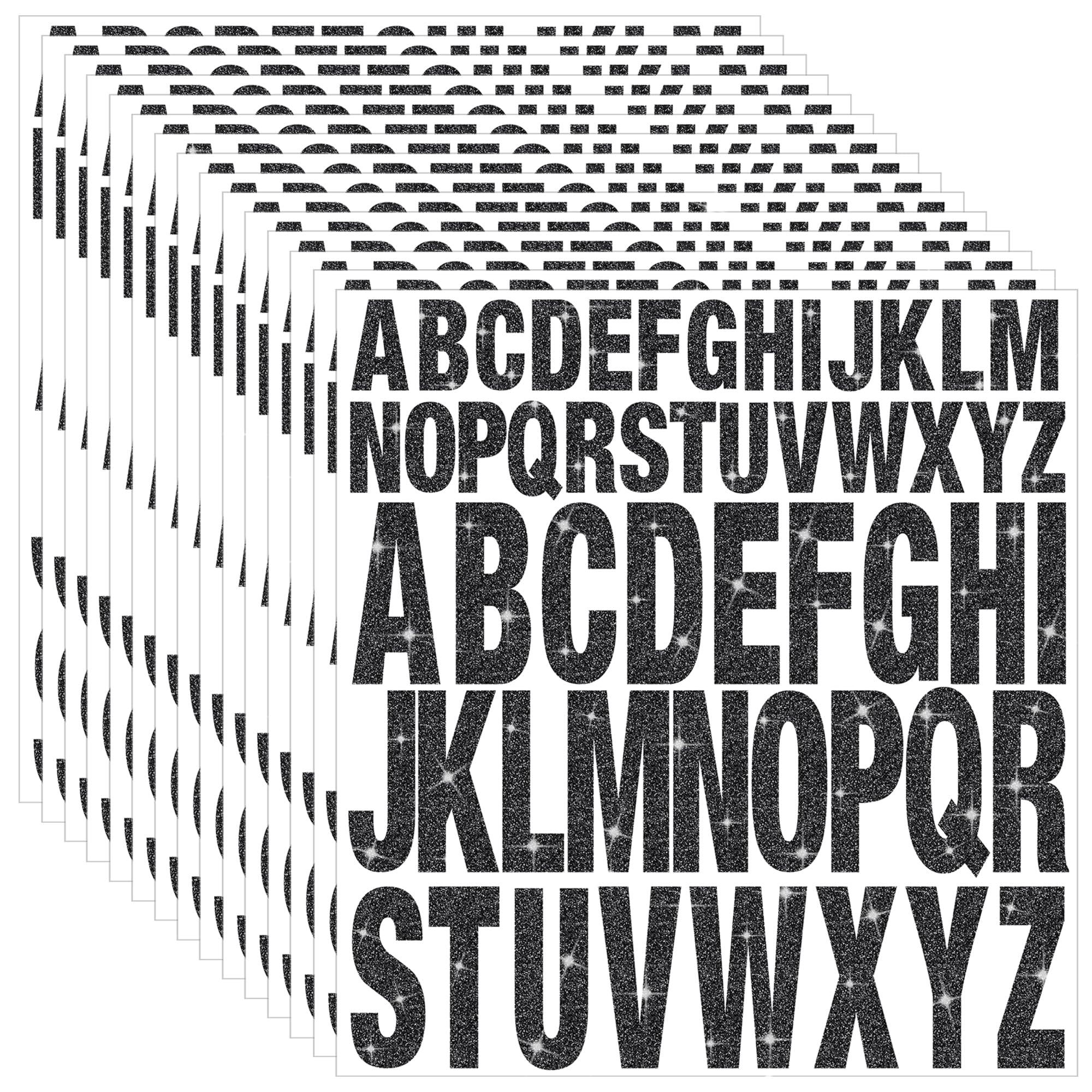 15 Sheets Letter Stickers 780 Pcs Glitter Capital Letters Large Self-Adhesive Vinyl Alphabet Stickers Stick on Letters for Mailbox Water Bottles
