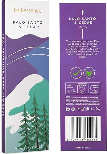 Folkulture Palitos de incienso de Palo Santo y cedro  Paquete de 75 inciensos para curar  Inscents naturales y no tóxicos  Set de regalo de granja