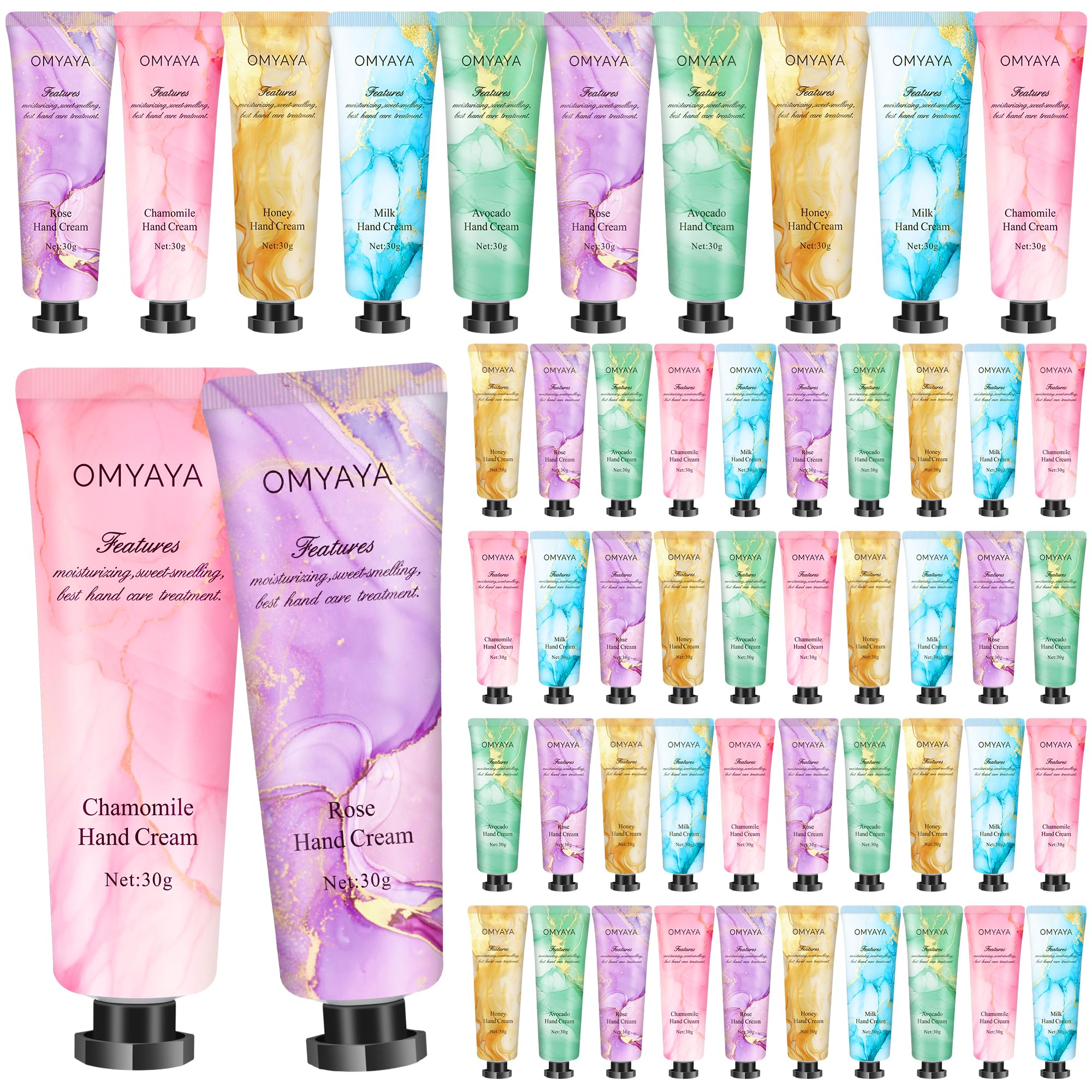 Mini Handcreme Geschenk für Frauen, Kleine Handcreme für sehr trockene Hände, 50X30ml Feuchtigkeitscreme für den Winter, Kleine Geschenk für Frauen und Männer, Kollegen Muttertag Weihnachten Geburtsta