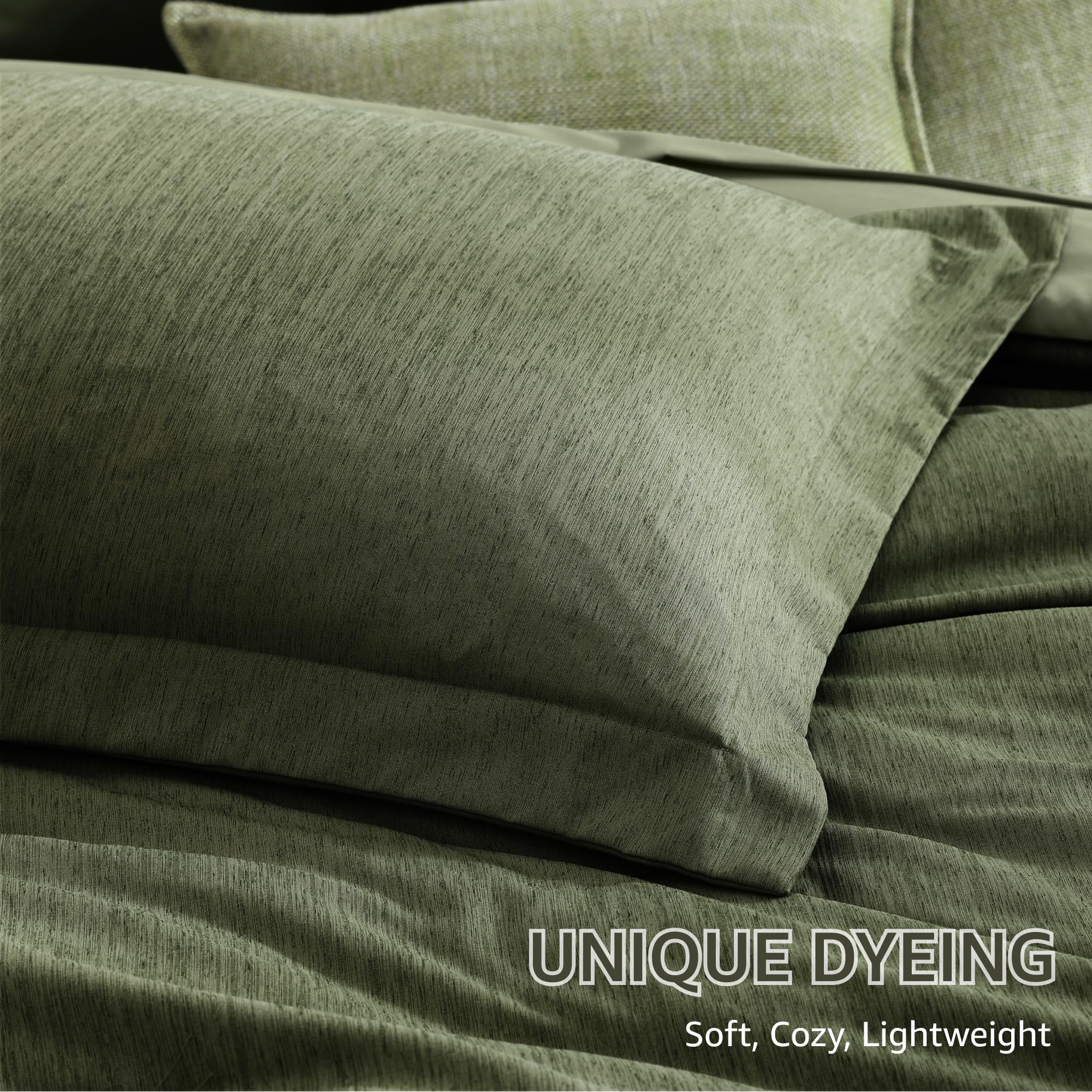 Monbix Queen Comforter Set 7 Pieces Cationic Green Bed in a Bag — product photo