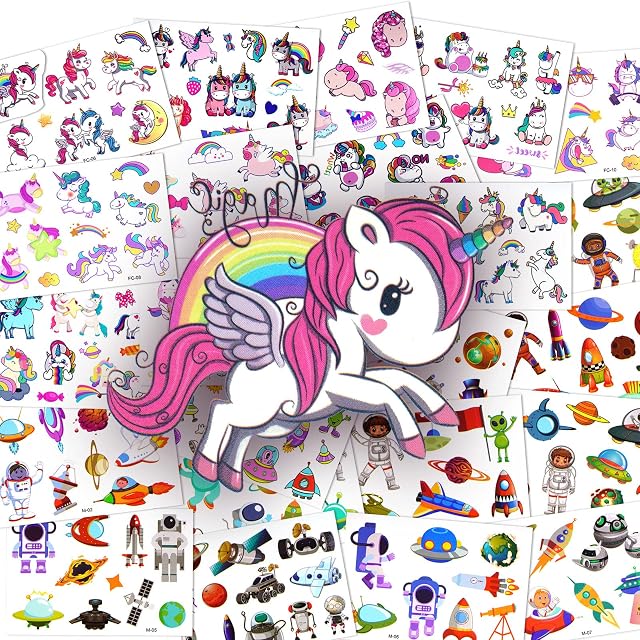OSDUE 24 Sheets Temporary Tattoos for Kids, Waterproof Childrens Temporary Tattoo Sticker, Cute Temporary Tattoos, OVER 220 Tattoos for Boy Girl Teens Birthday Loot Party Bag Filler