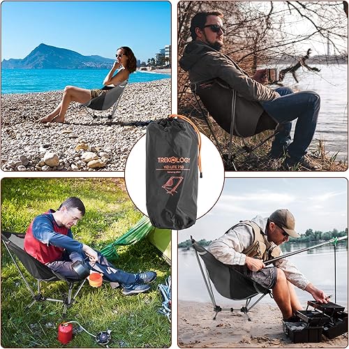Miniatura 6 de TREKOLOGY YIZI LITE Silla de camping ultraligera para adultos, niños, sillas bajas para senderismo, mochileros, silla de campamento ligera, mochila