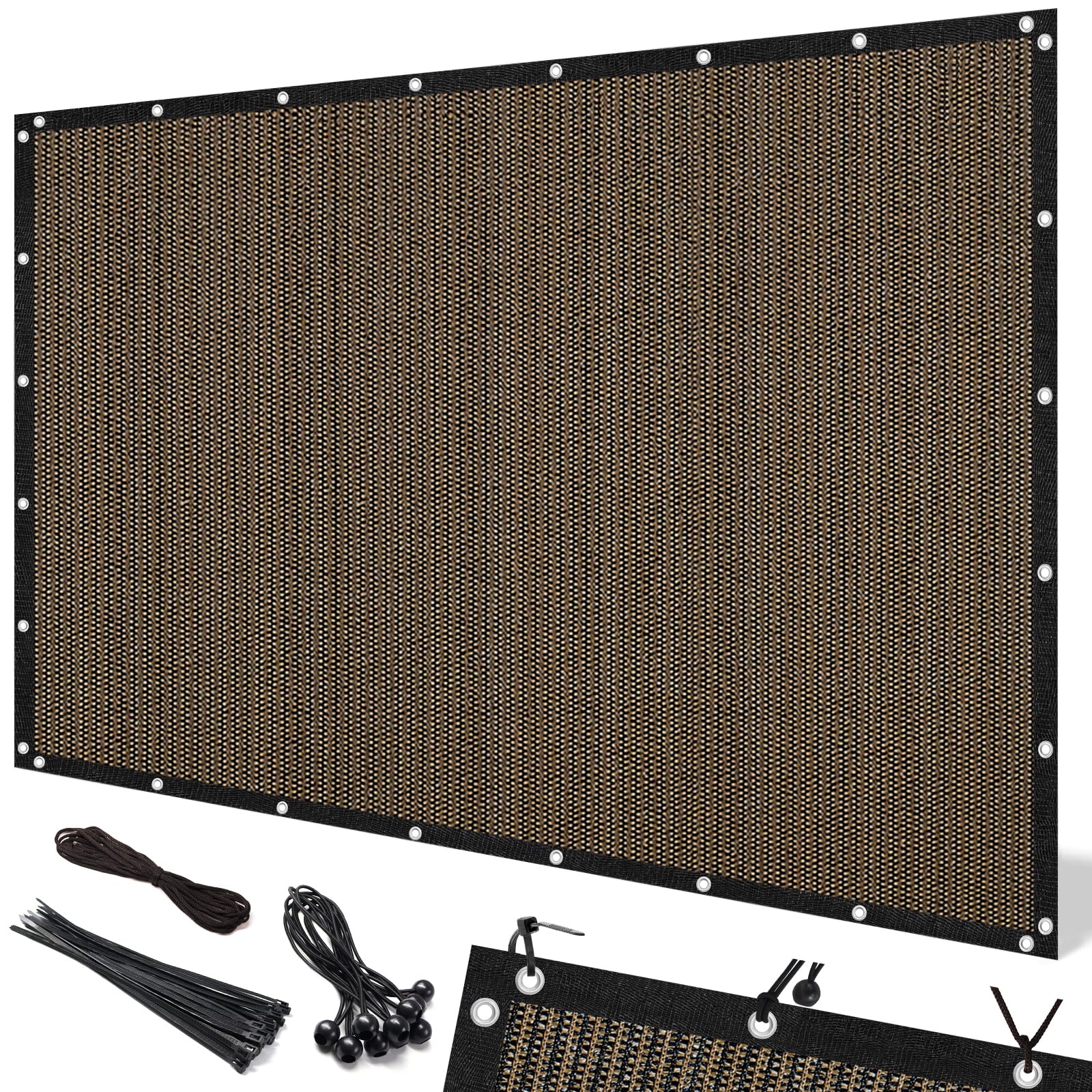 Artpuch Pergola Shade Cover with Grommets 8x10 FT 90% UV Block Outdoor Sun Shade Cloth Privacy Screen for Patio (Customized Available) Mocha