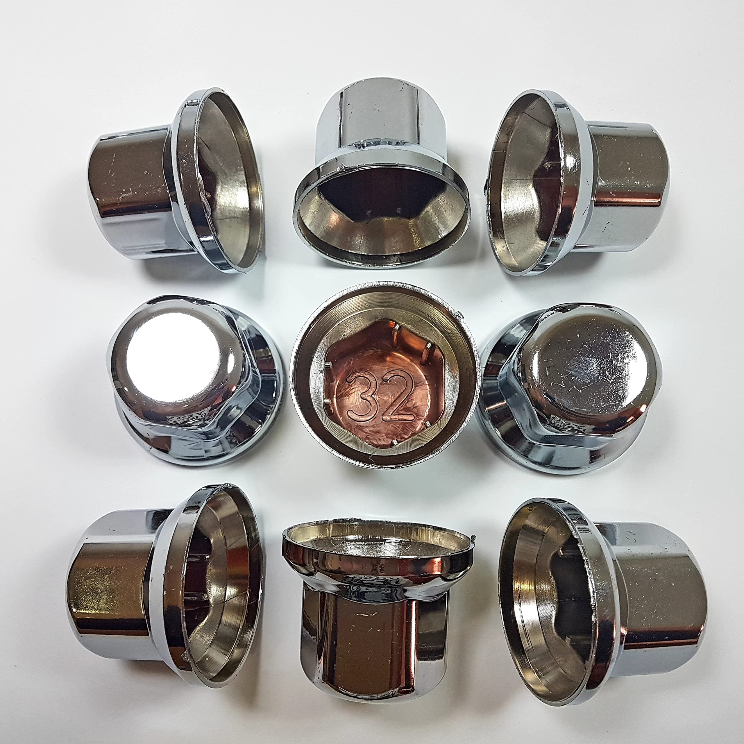60 tapas de tuerca de rueda de 32 mm, de plástico, cromadas, para camión, remolque, autobús, camión, vehículo LKW