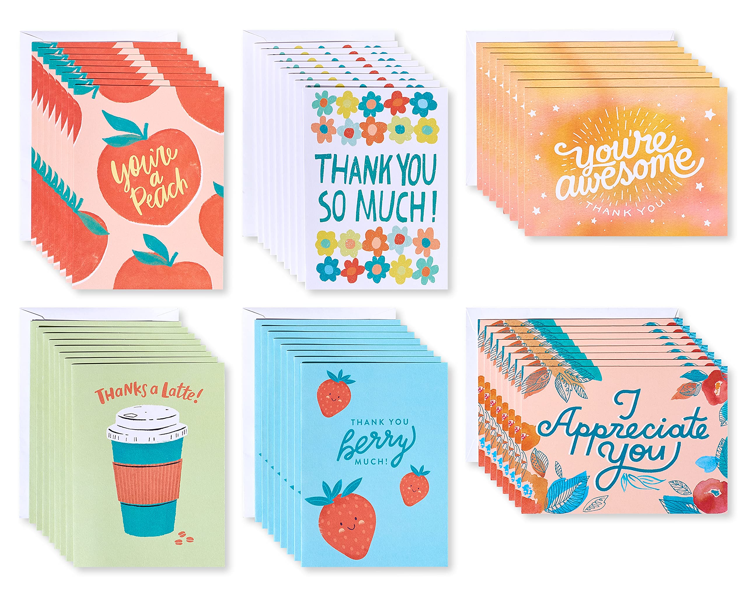 American Greetings Biglietti di ringraziamento con buste, blu e bianco (50 pezzi