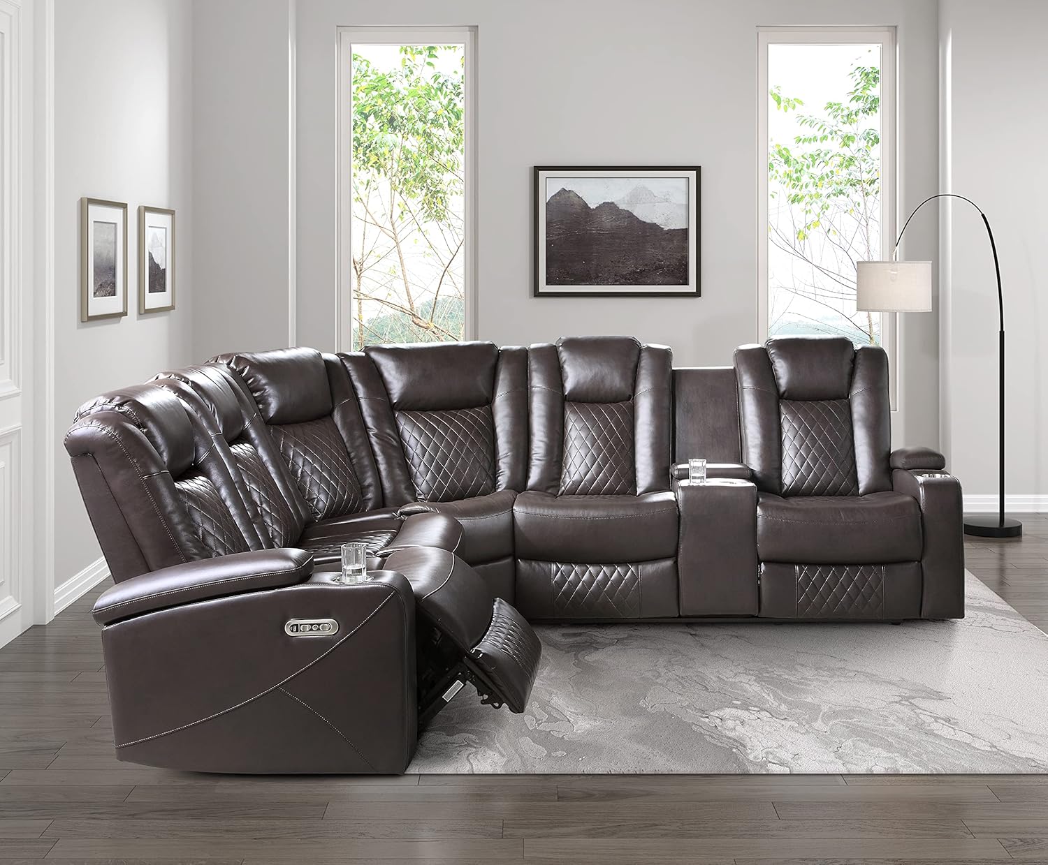 Lexicon Elodie WallHugger Power Reclining Sectional Sofa