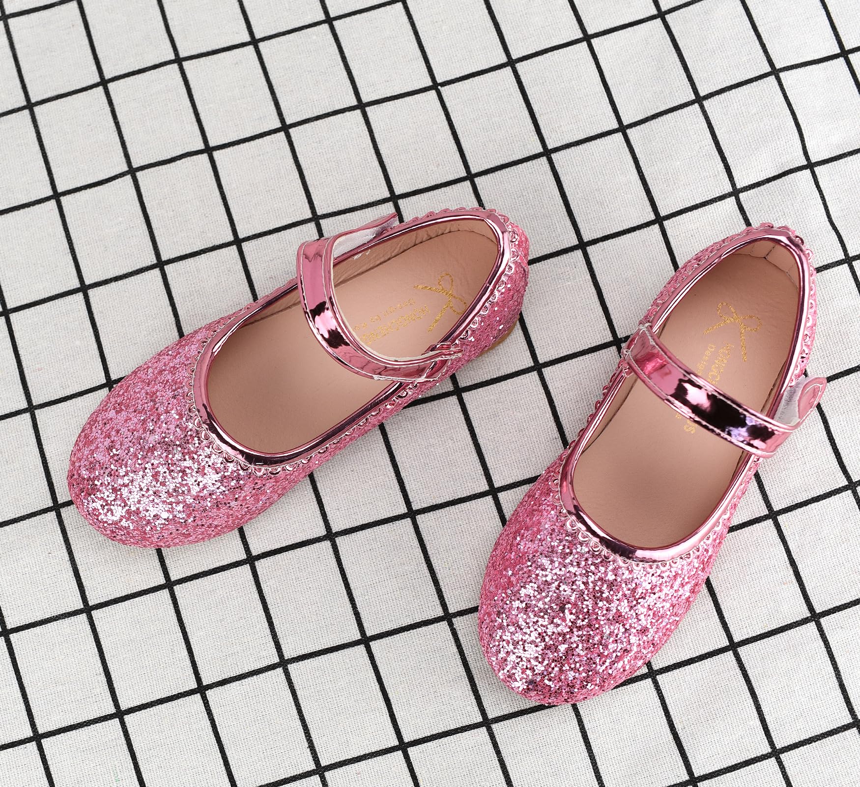 Chaussures de Princesse pour Filles avec Paillettes Mary Jane Chaussures de Déguisement Reine Scintillantes pour Anniversaire, Fête, École, Activité Rose