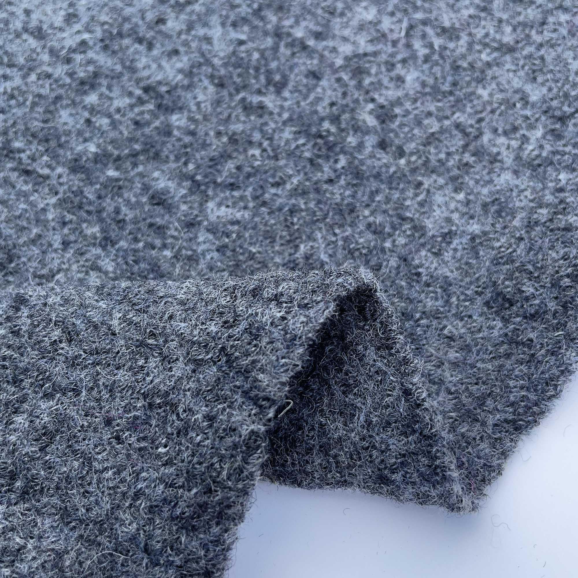100% Boiled Wool Plain Coloured for Berets Scarf Coats Fabric Material | 380 GSM | 55" - 140 cm (Per Half Metre, Silver)