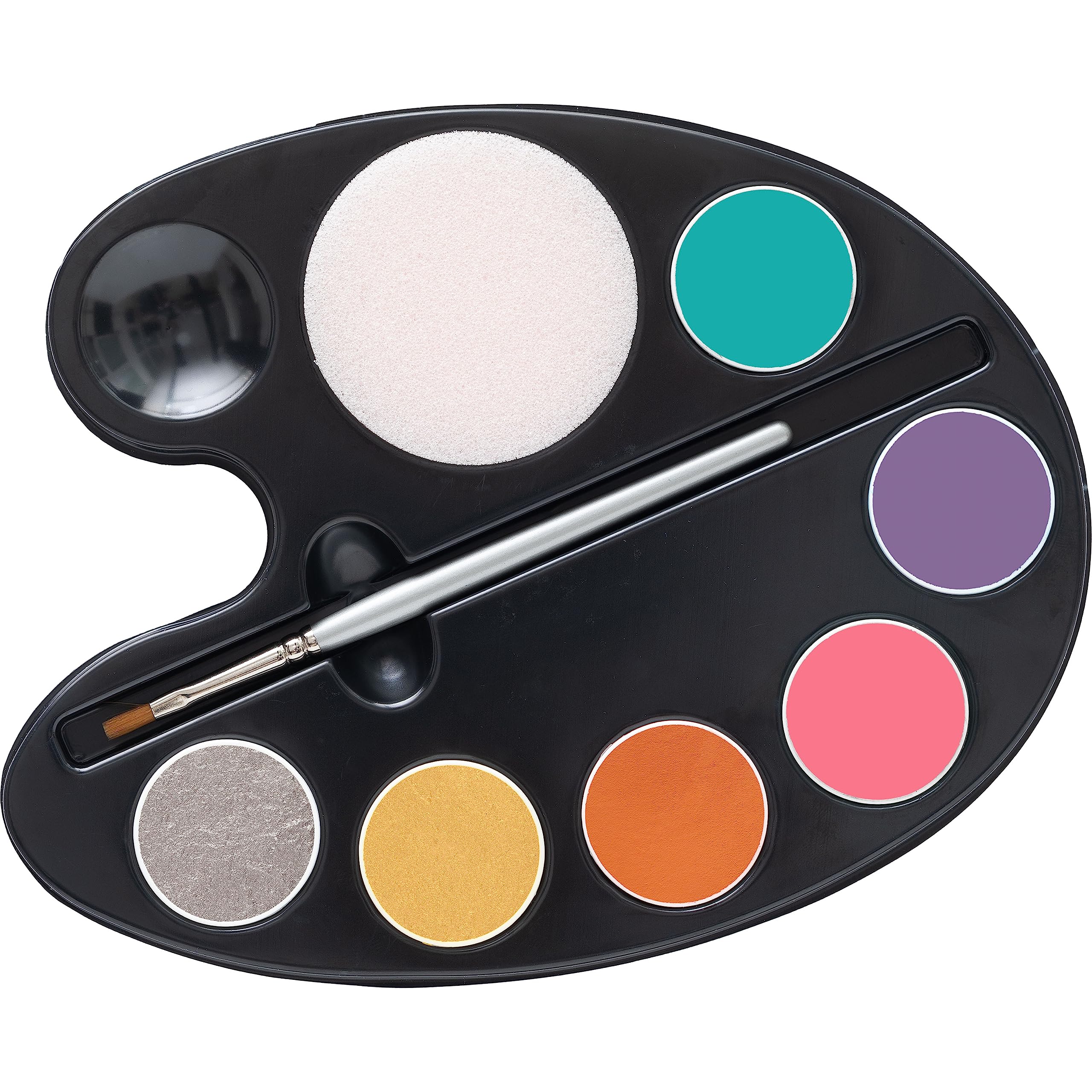 Kryolan Pintura Water Color Palette mit Pinsel und Schwamm - Pintura 2 - 6 Farben, Waschbar, Vegan, ohne Parfüm, ohne Parabene, Glutenfrei - ideal für Kinderschminke, Party, Karneval, Halloween