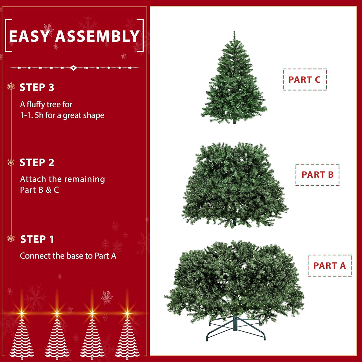 Components of the Yaheetech Christmas tree including sections and stand