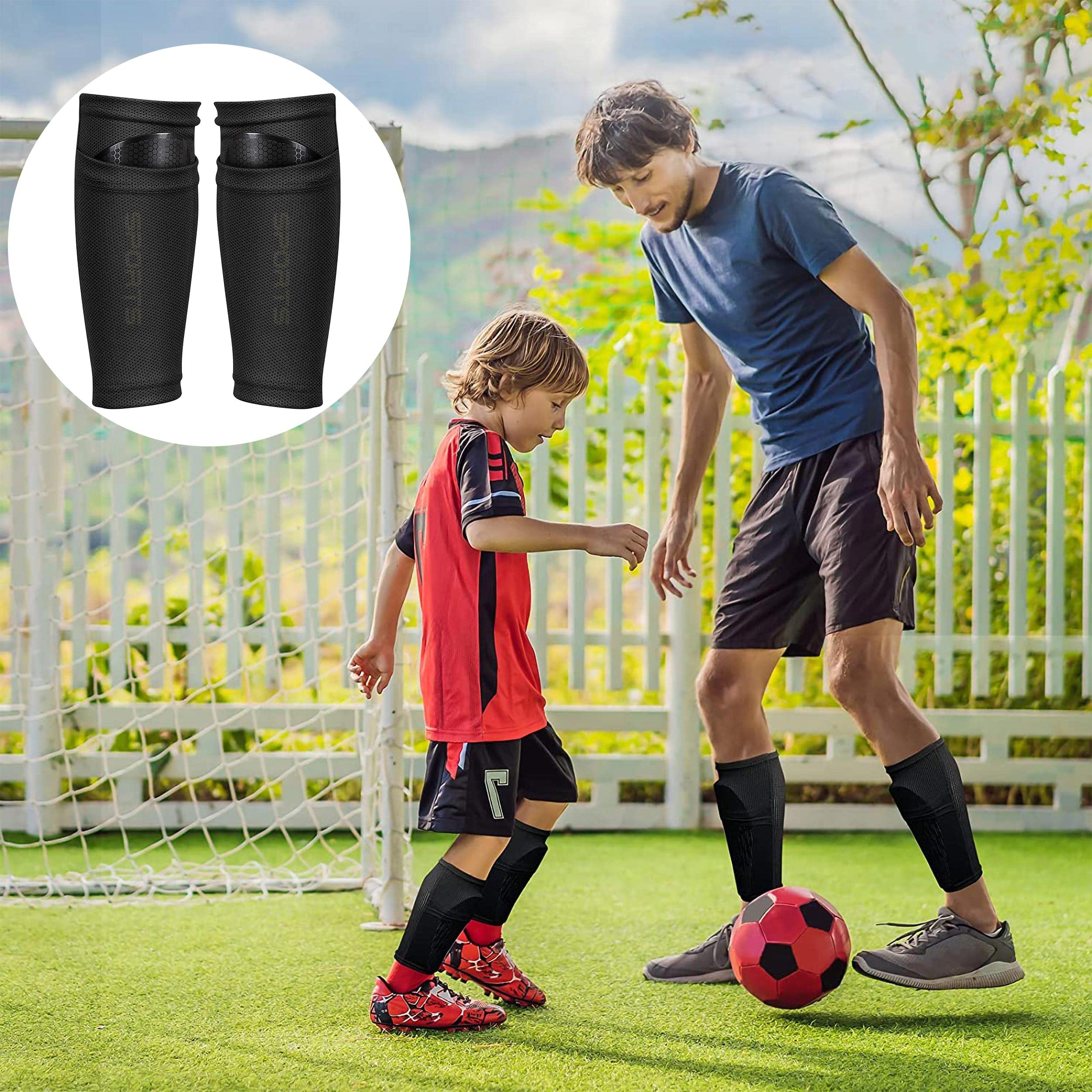 Parastinchi da Calcio Leggeri Protezione per Gamba da Calcio Con Maniche ad Alta Elasticità per Adulti e Bambini