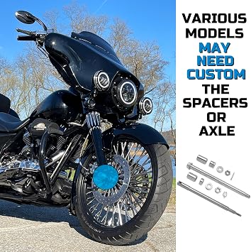 FatFlex Stainless Steel Fat Spokes 21 Inch Front Black Wheel Dual Disc for Harley Davidson Touring 00-07 Wheels Rims Updating-2135FD-1SM-BBB
