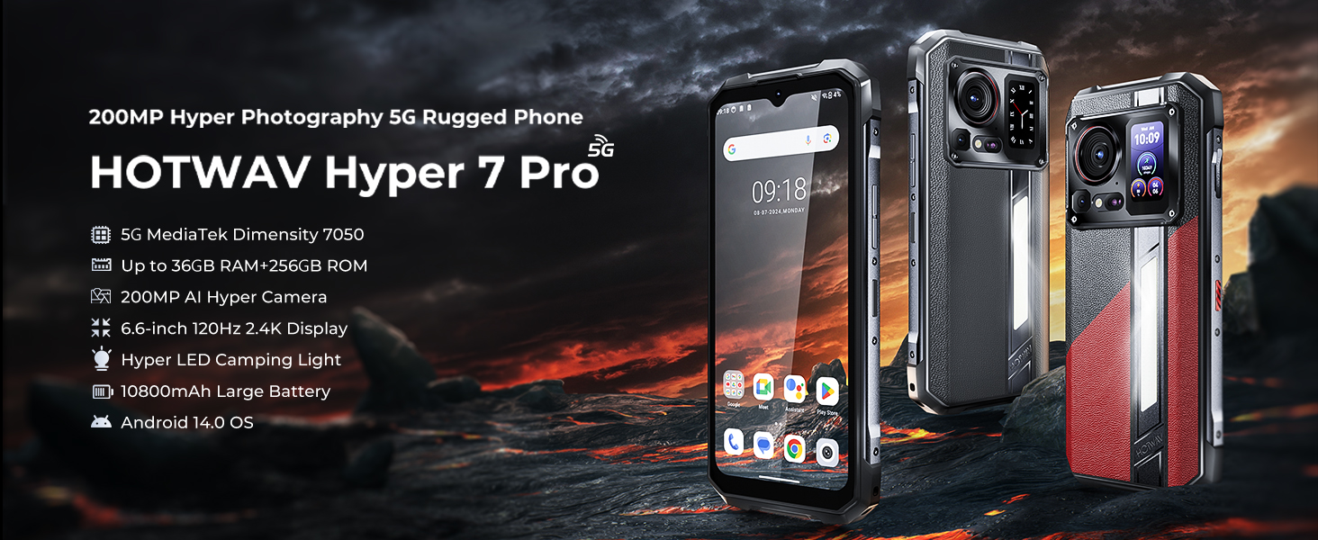 HOTWAV Hyper 7 Pro 5G Smartphone Rugged Dual Screen - 6.6' 36GB RAM + 256GB, 10800mAh, NFC - Foto 2