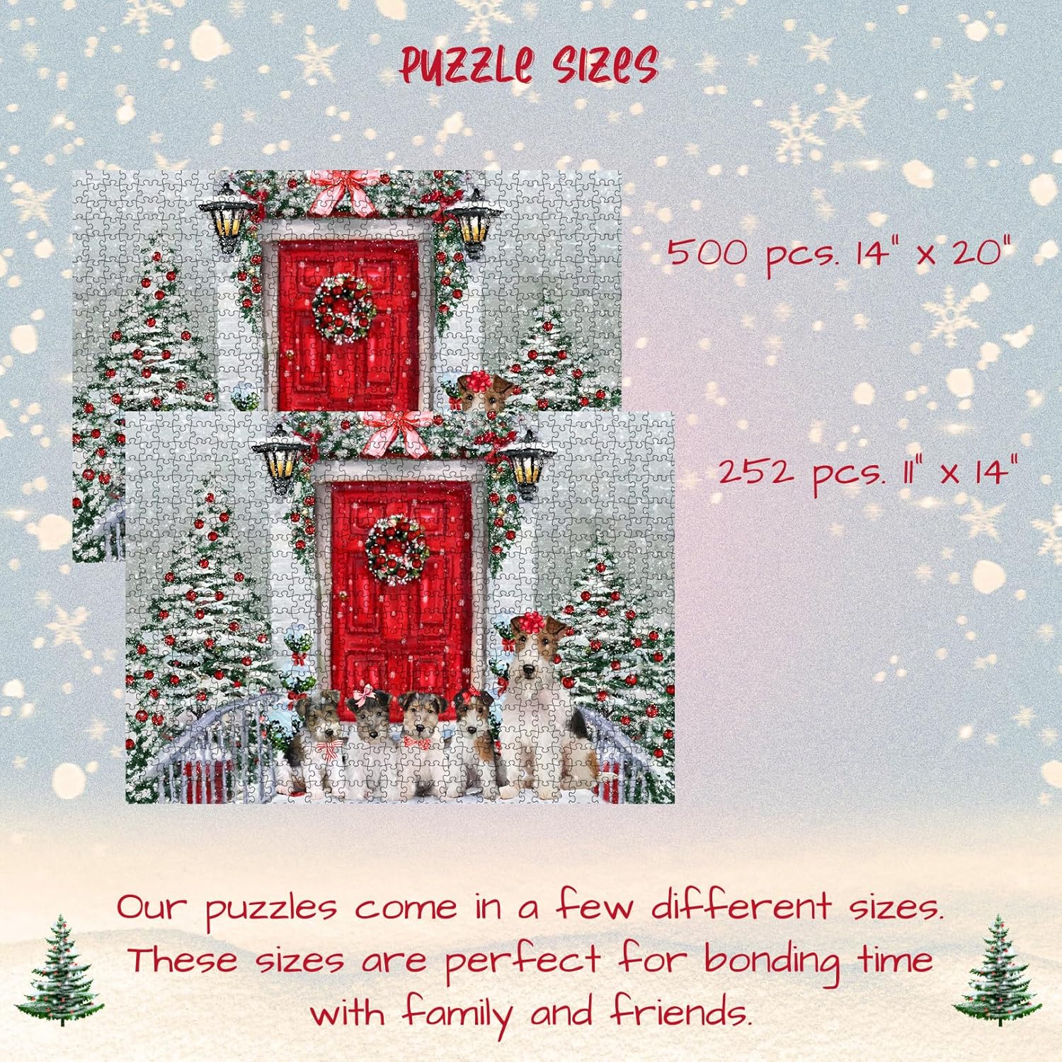 Christmas Holiday Welcome Wire Fox Terrier Dogs Jigsaw Puzzle for Adults - Animal Printed Interlocking Puzzle Game Artwork - Gift for Dog Lover's - 1000 Pcs 29.5"x19.7"