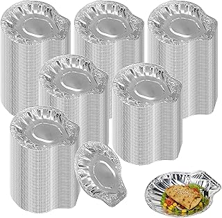 280 Pcs Aluminum Foil Clam Shells, Disposable Food Shell Pans Grillable Oyster Shells Baking Dish Pie Tins Plate for Serving All Types of Clam Pies Oyster Scallop Crab Cakes Dip（3.8 x 3.7’）