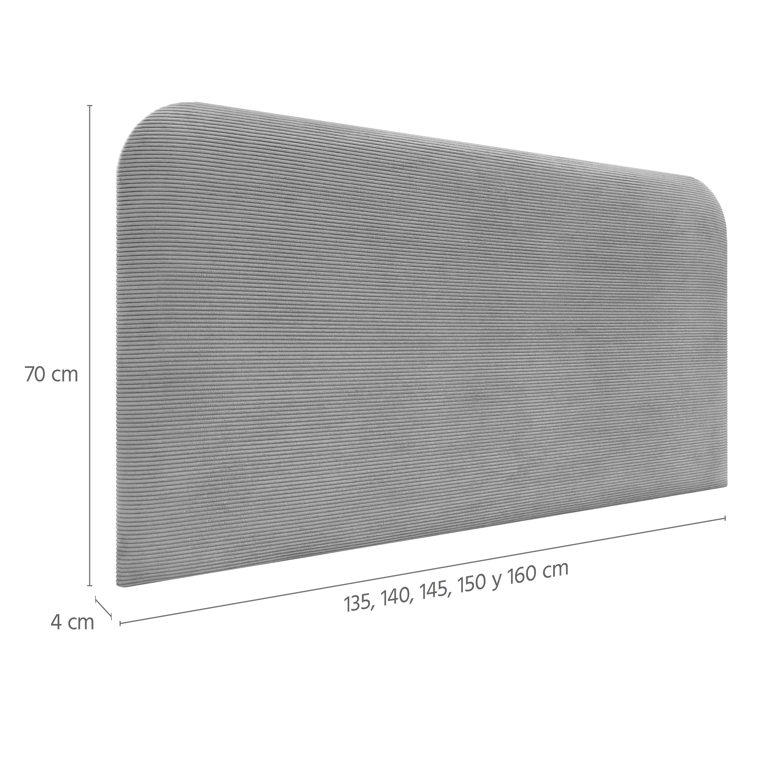DHOME Tête de Lit Rembourrée Lisse et Courbée 70cm en Velours Côtelé Premium pour Mur Acoustiques Absorbantes Tête de Lit pour Chambre (Gris, 160cm)