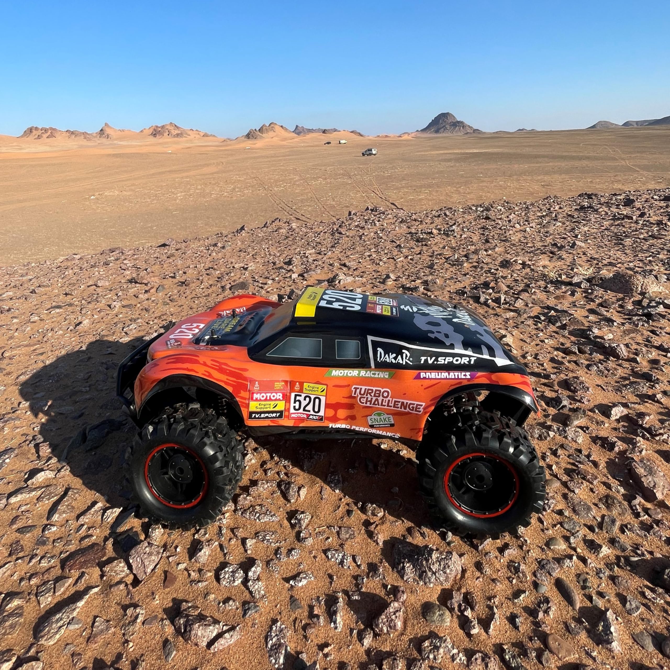 TURBO CHALLENGE - Samochód licencjonowany Dakar - Rajd - 098412 - Samochód zdalnie sterowany - Pomarańczowy - 1/10 - Gotowy do jazdy - W zestawie akumulator do ładowania i baterie - Plastik - Od 6 lat