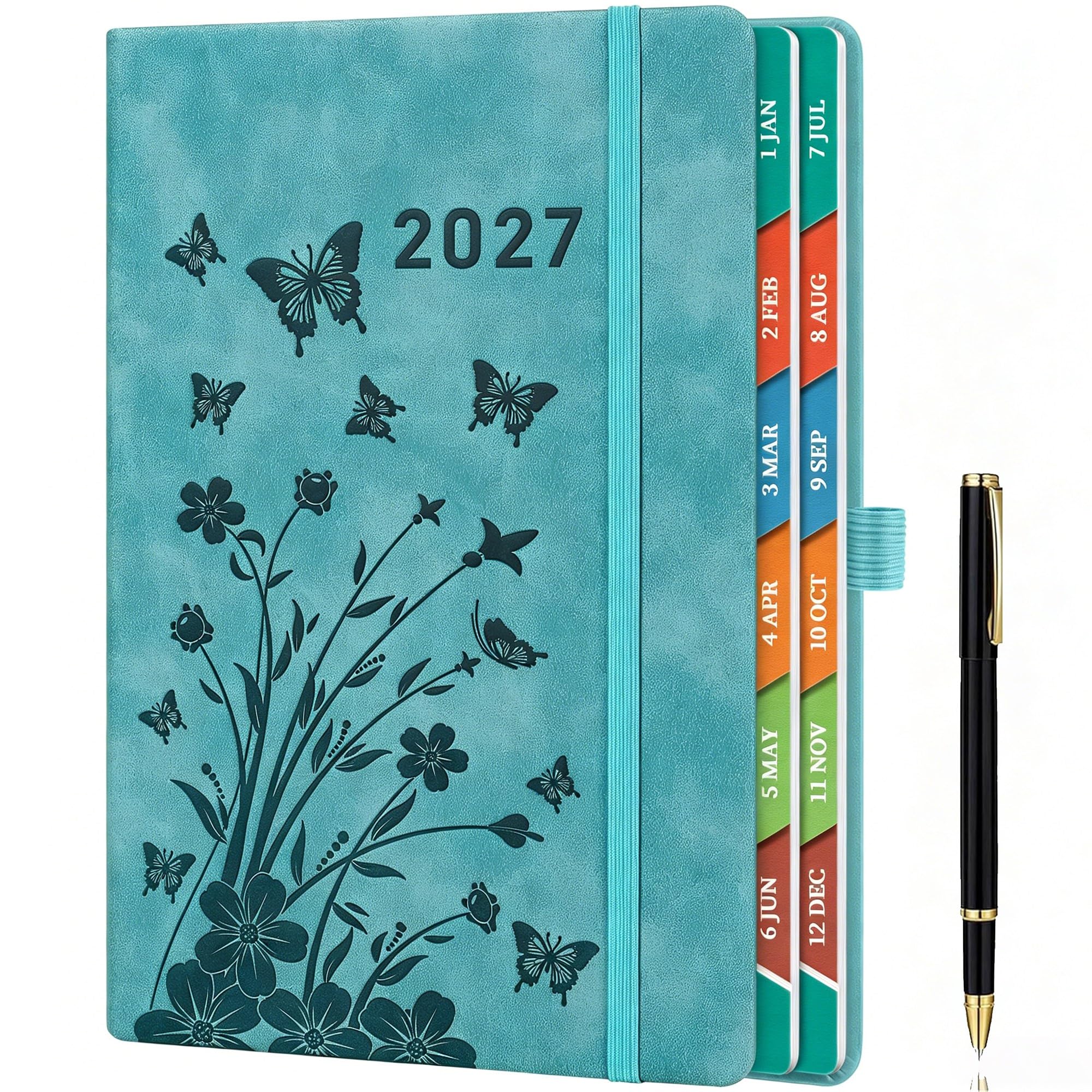 Agenda settimanale e mensile 2027, grande, formato A4 (21,6 x 27,9 cm), gennaio-dicembre 2027, 160 pagine, agenda a spirale con copertina rigida, carta spessa 100 g/m², linguette mensili