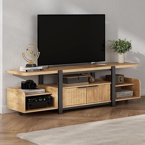 Miniatura 3 de Soporte de TV con luces LED y armario de almacenamiento para televisores de hasta 55 pulgadas/65 pulgadas, moderno centro de entretenimiento con