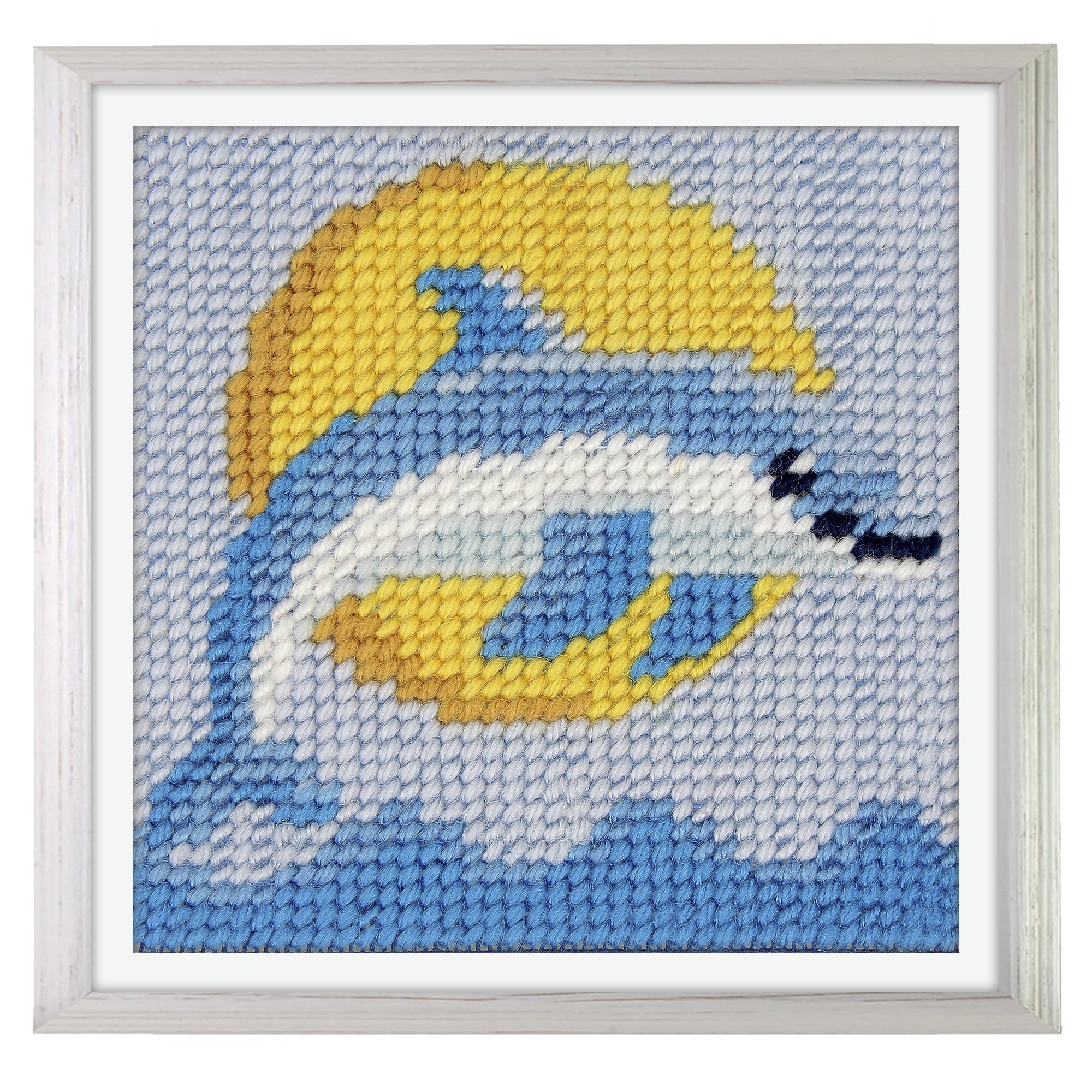 Trimits Half Stitch/Tapestry Kit Jumping Dolphin with Printed Canvas (17 x 17cm), Acrylic Yarns, Plastic Needle, Colour-Coded Chart and Instructions - Cross Stitch Craft Activity for Beginners