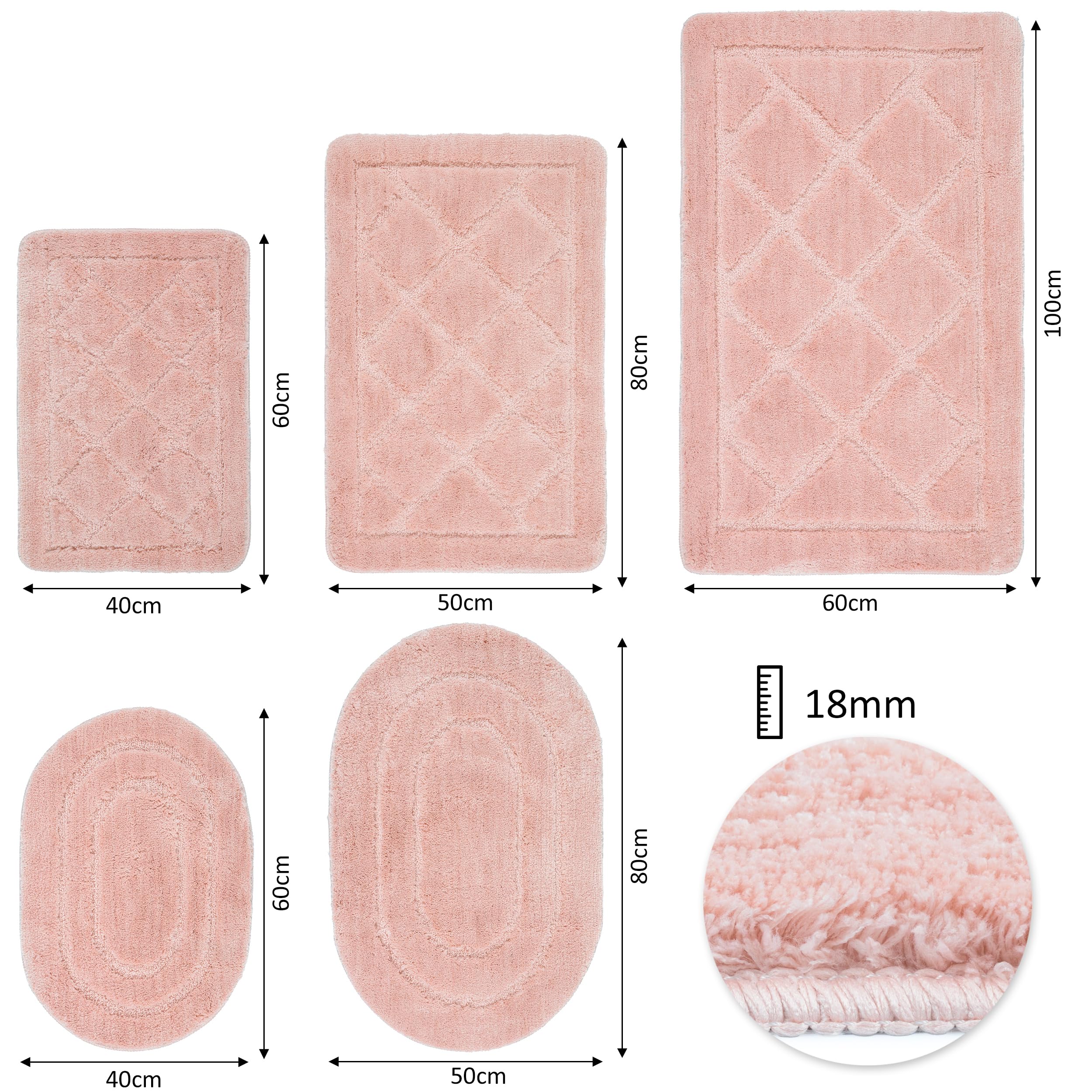 Badematte Soft – Badteppich Weich Flauschig – Rutschfester Badezimmerteppich – Angenehm im Griff – Leicht zu Reinigen – Waschmaschinengeeignet - Badematten - Teppish - 60x100 cm Rosa