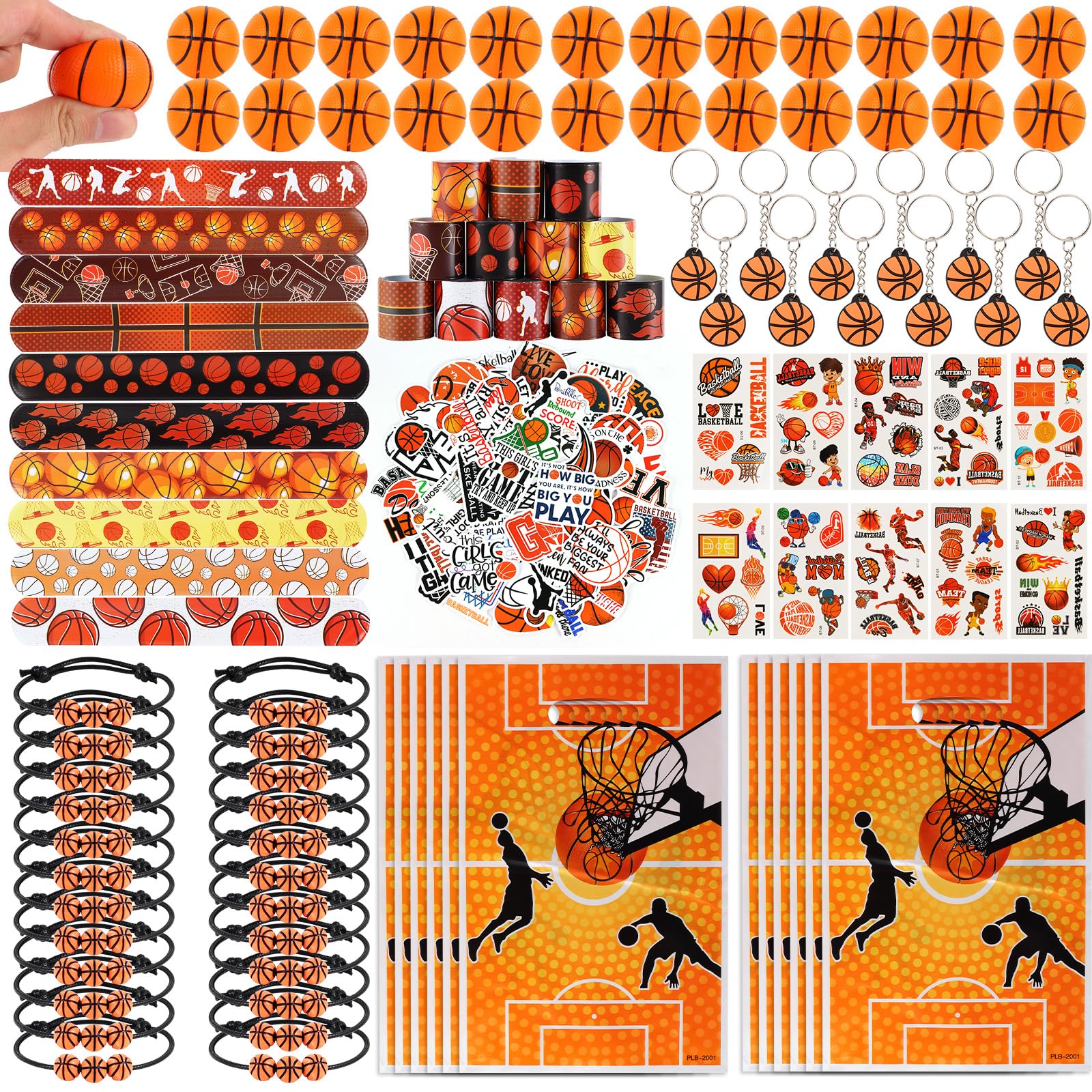 Kolewo4ever 294 Pieces Basketball Party Favors Supplies Set Bulk Sports Goodie Bag Fillers for Sports Party Gifts Bags (Basketball)