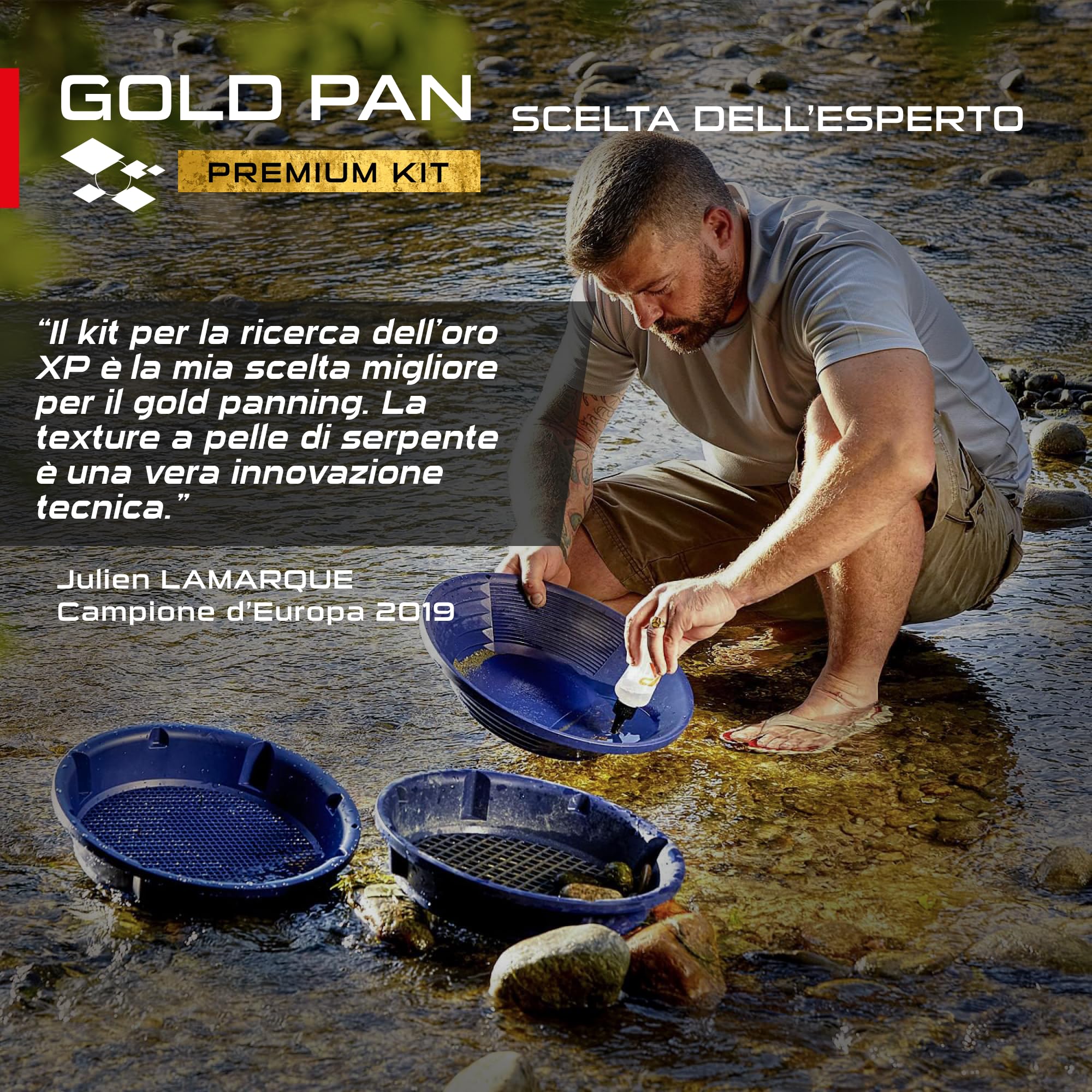 XP Metal Detectors Gold Pan Starter Kit -Ideale per iniziare la caccia all'oro - con XP Gold Pan (15"), classificatore e accessori per l'oro (GP-Starter-KIT)