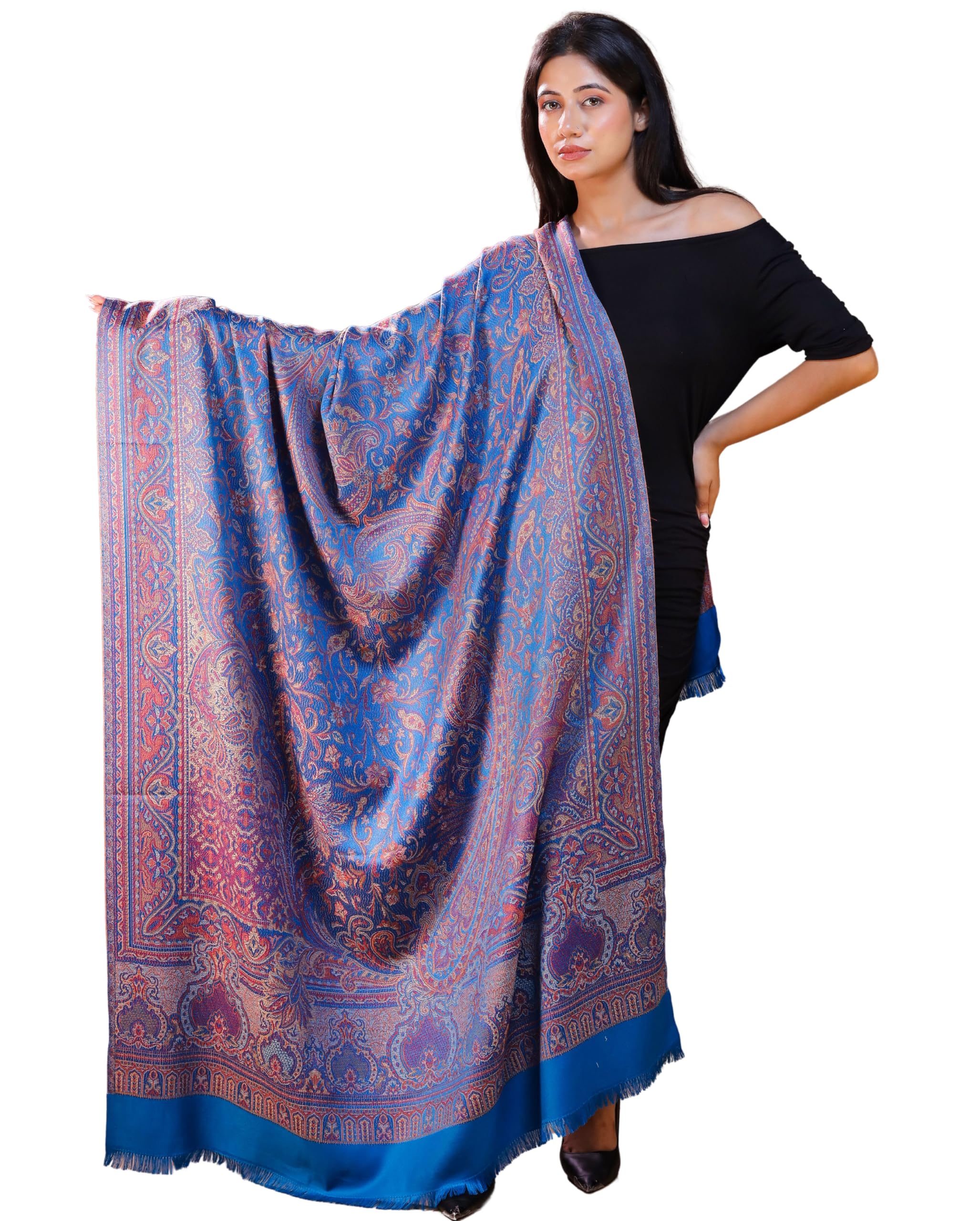 Women Jamawar Woven Design Wool Shawl_JD29-image-44