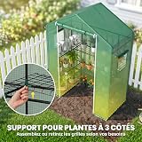 Outsunny PE Garden Greenhouse with Shelves 3 Levels, Balcony Greenhouse, Reinforced Tarpaulin 135 g/m², Steel Frame, Roll-Up Zip Door, for Vegetables, Plants Flowers, 140 x 73 x 190 cm, Green - 3