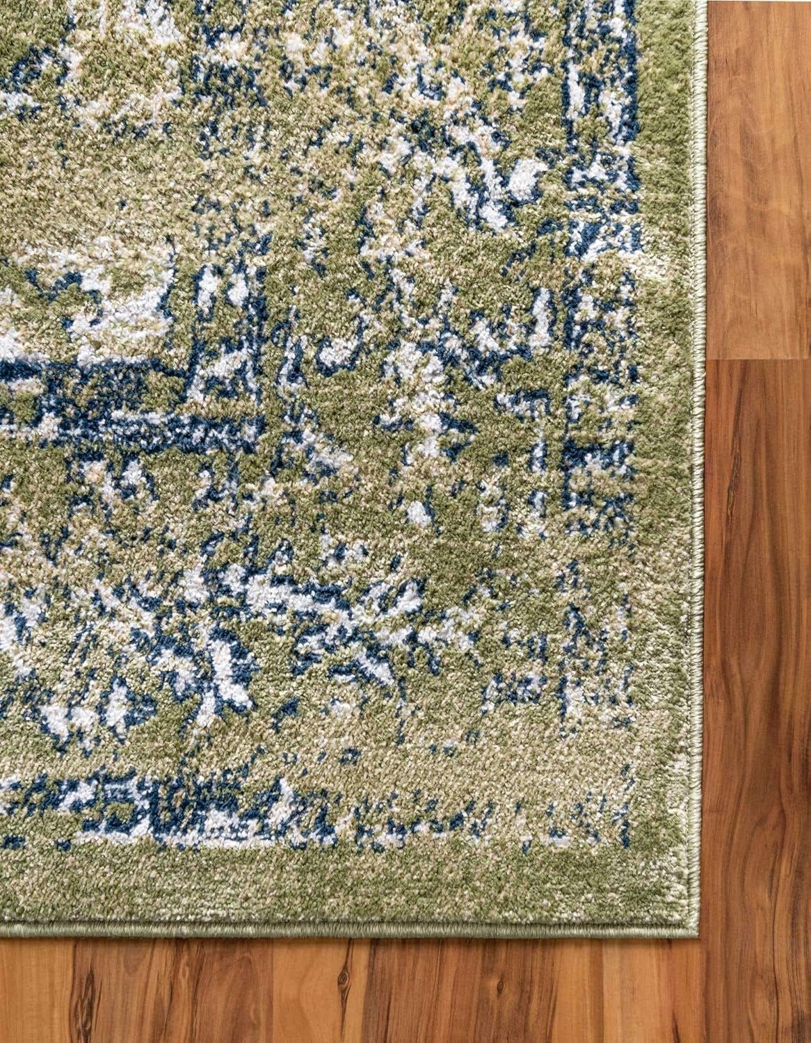 Unique Loom Sumter Collection Area Rug - Edmunds (2' x 6' Runner, Green/ Ivory)