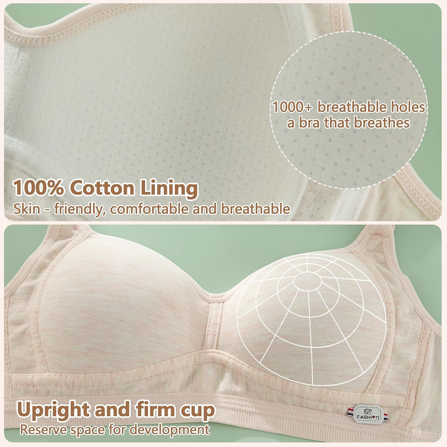 Girls Training Bras for Teens Ages 12-14 14-16 16-18 Years Kids Teen Bra Cotton Wireless Adjustable Straps 4-Pack