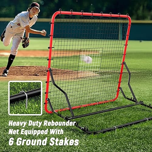 Miniatura 6 de Baseball Rebounder ,4x4.5FT Soccer Rebounder with 4 Adjustable Angles, 28 Bungee Cords to Adjust Elastic, Sports Equipment for