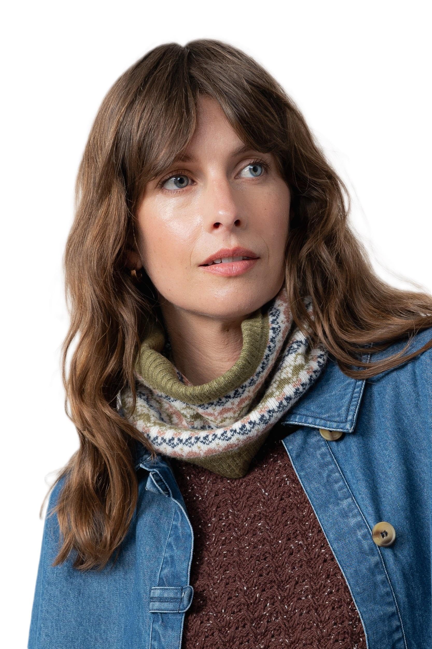Lily & Me Green Fair Isle Knitted Snood