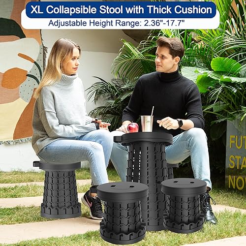 Miniatura 8 de Taburete plegable mejorado de 18.1 pulgadas con correa ajustable, taburete plegable ligero, capacidad de carga de 600 libras, taburete de campamento