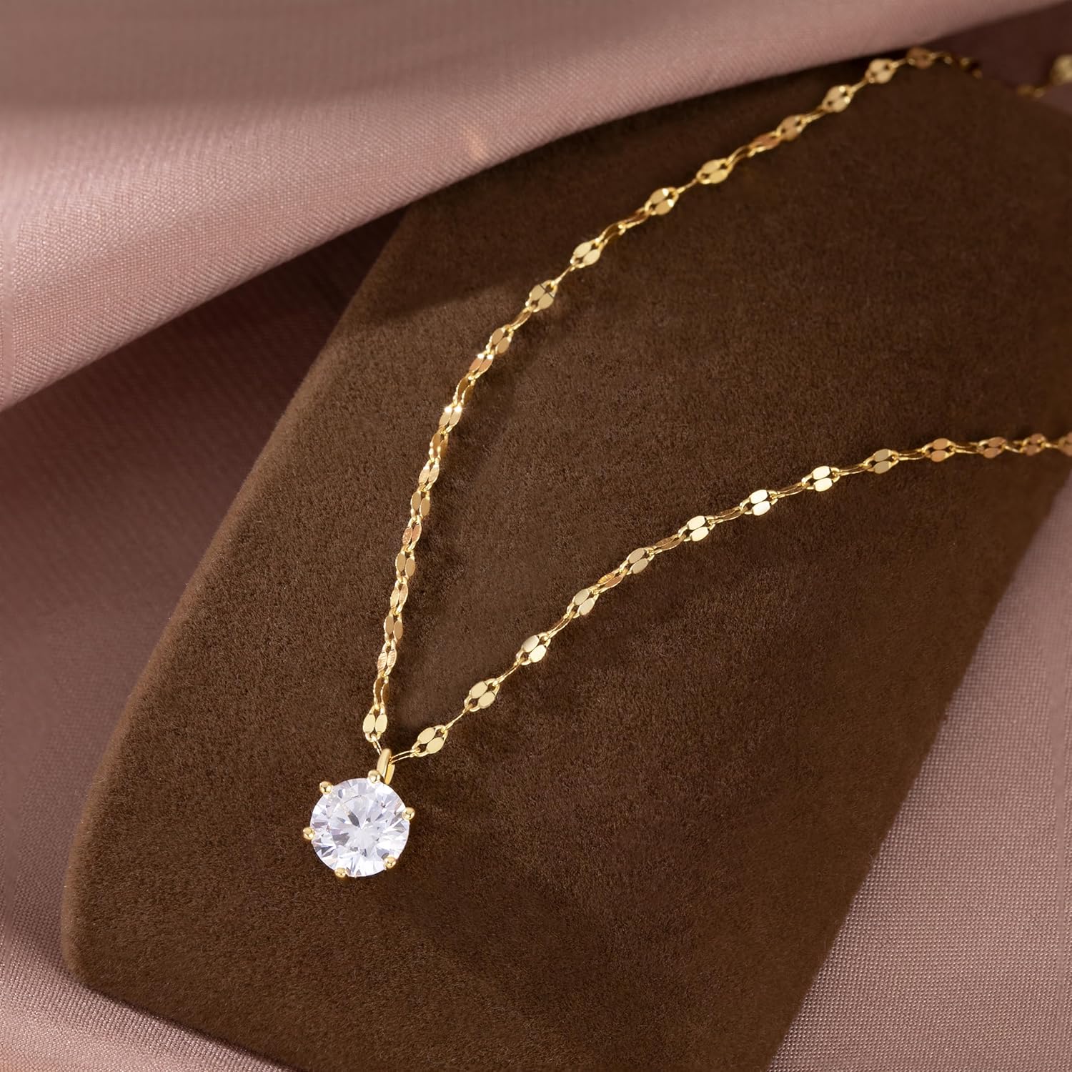 SLUYNZ 925 Sterling Silver Round CZ Choker Necklace Chain for Women Teens Cubic Zirconia Pendant Necklace Shiny - Image 3