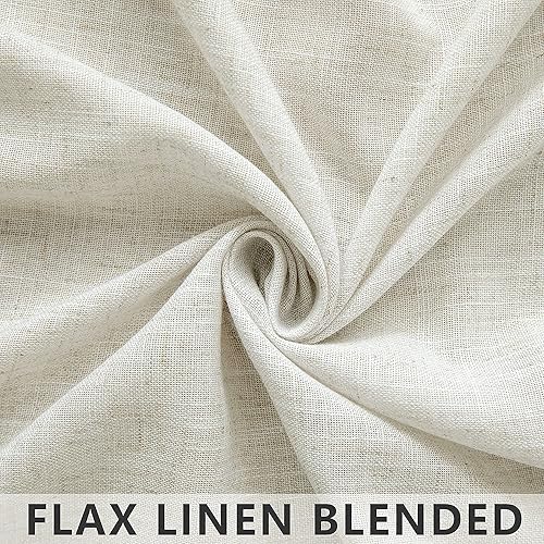 Miniatura 10 de Mrs.Naturall Cortinas marfil de 90 pulgadas de largo para sala de estar, juego de 2 paneles con bolsillo para barra, mezcla de lino, ligeras,