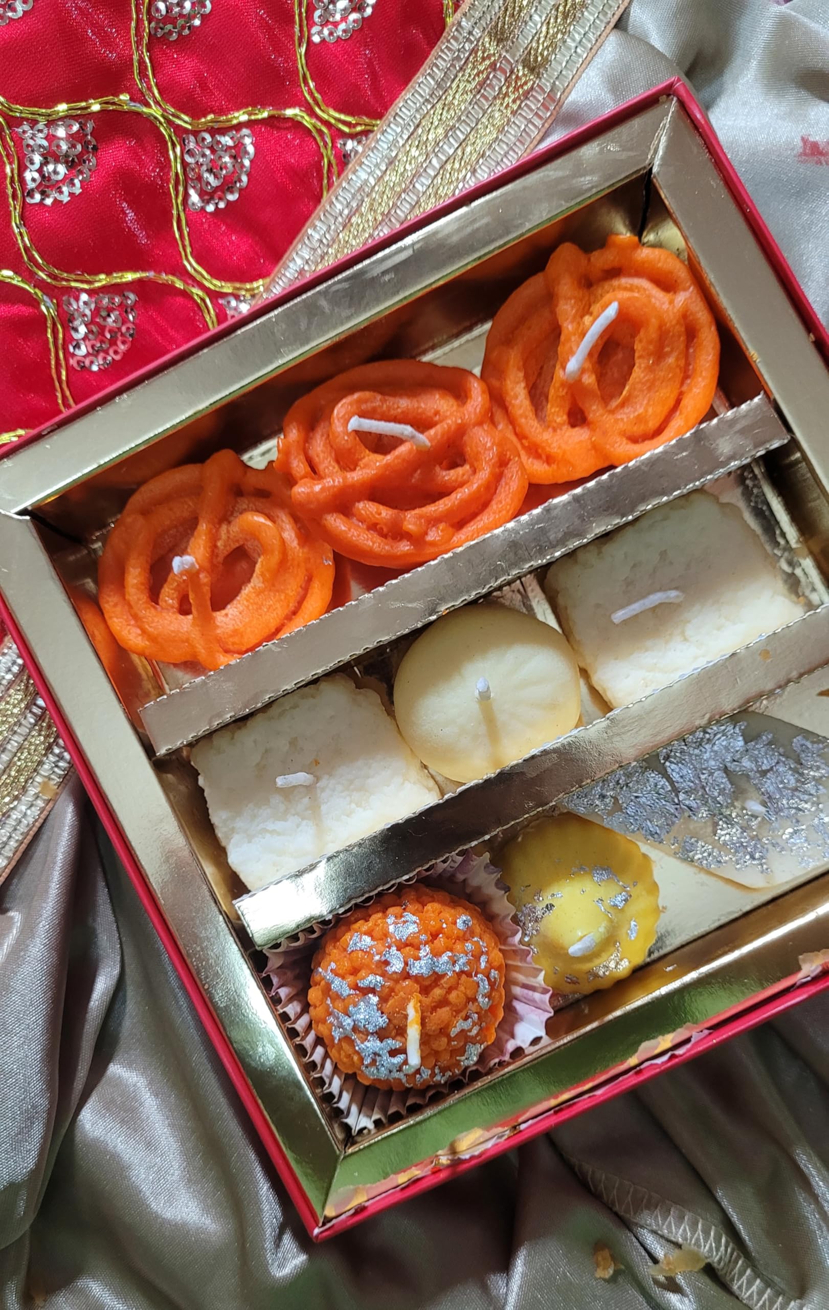 MITTI ROOTS Premium Mithai Candles Set of 10 in Gift Box Decoration, Home, Office, Wedding