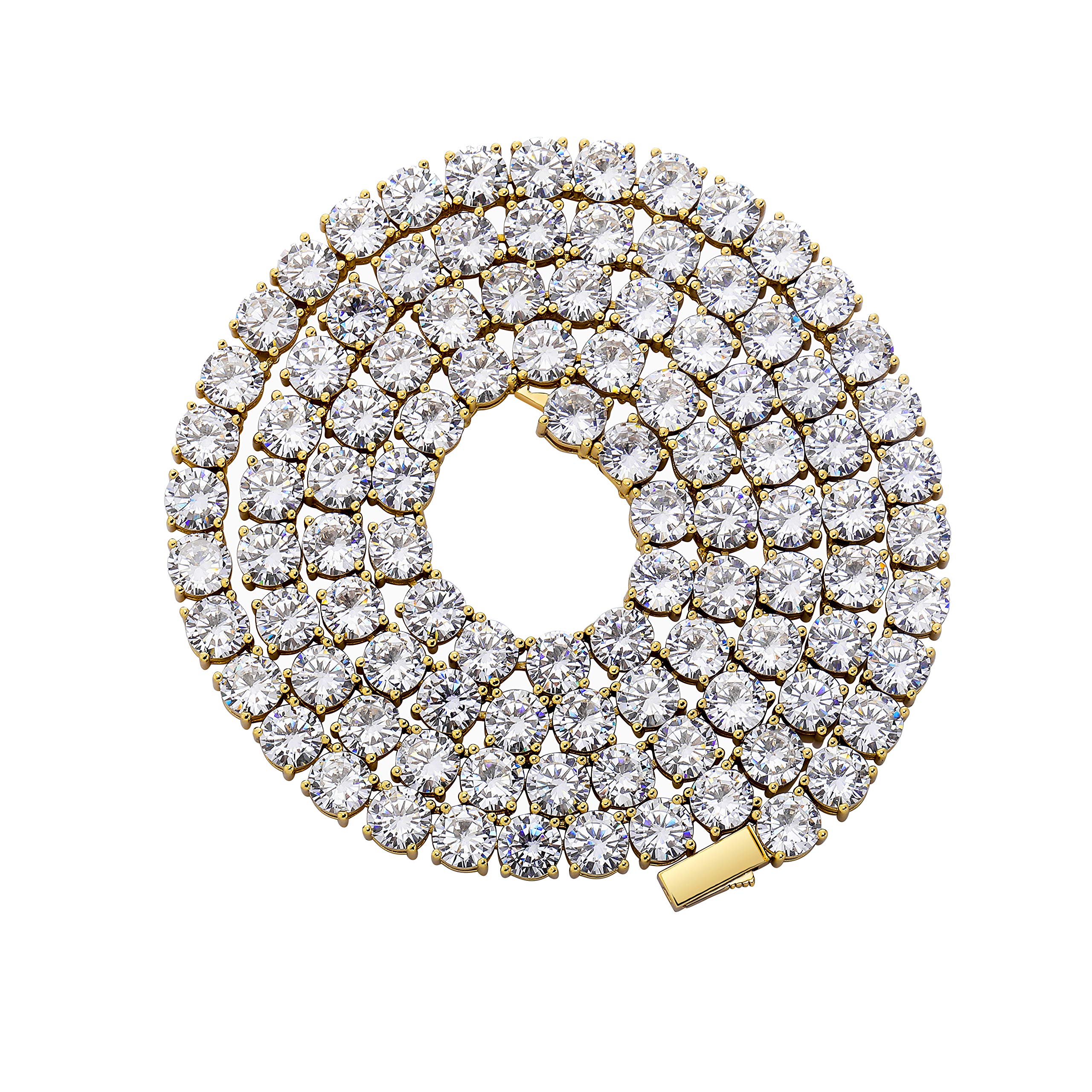 TOPGRILLZ Tennis Necklace for Women Choker Necklace Tennis Chain for Men Diamond 14K Gold Plated Iced out 1 Row 3/4/5/6mm Cubic Zirconia