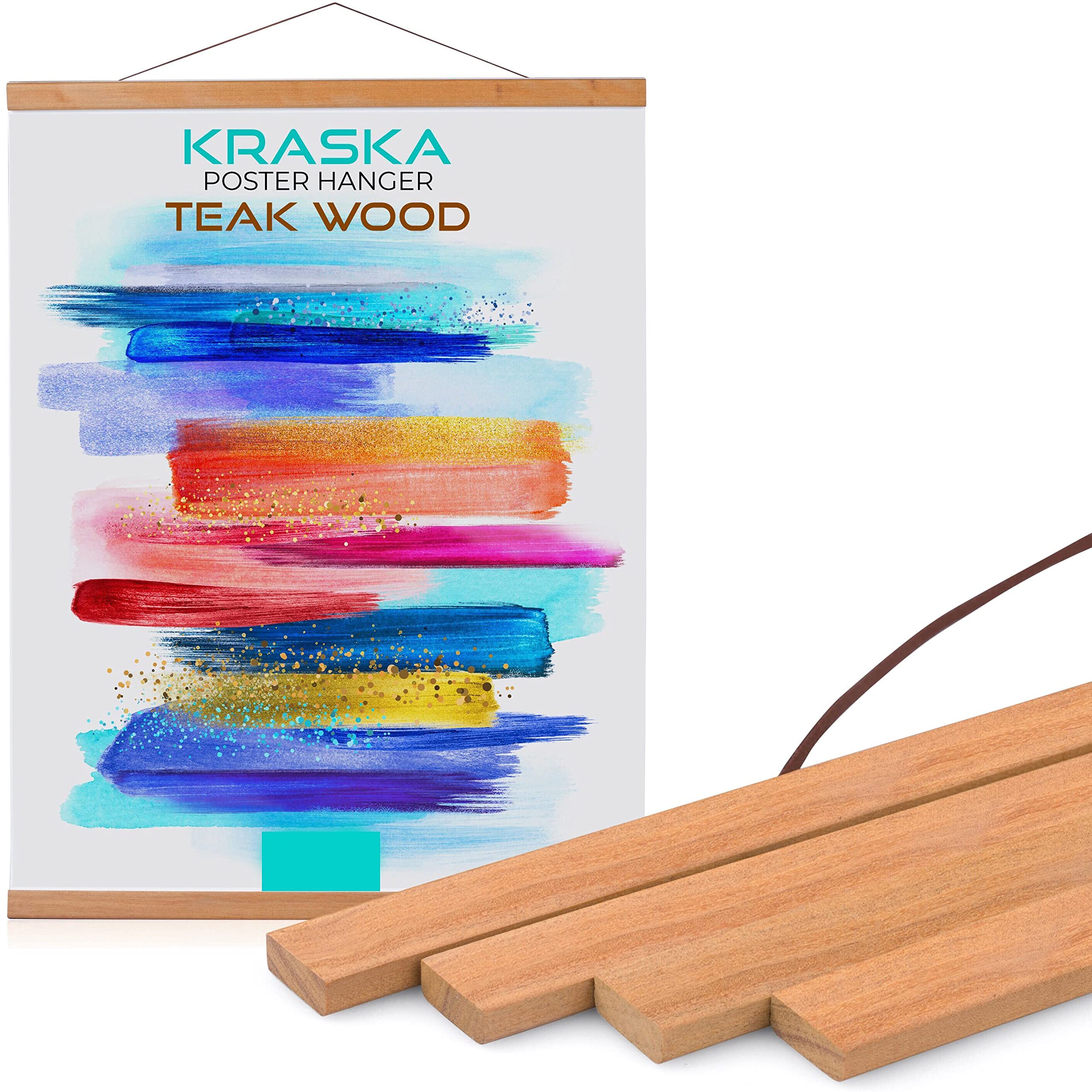 KRASKA Poster Frames 18 x 24 inch Magnetic Poster Hanger Frame Wooden Map Hanger, Poster Hanging Kit Wooden Poster Hangers Art Print Poster Holder Magnetic Poster Frame 18x24 18x28 18x12, 18 inch Long